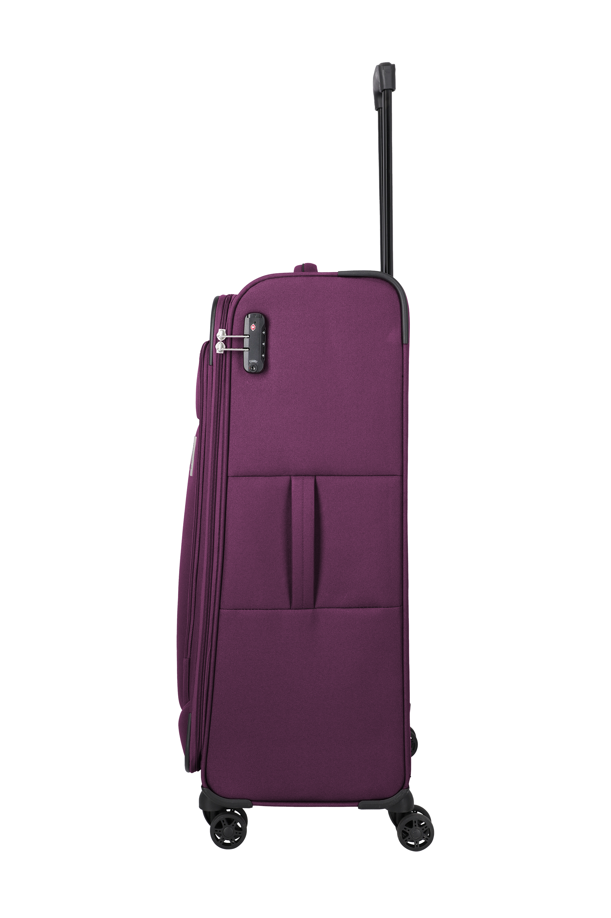 Travelite PRIEGO 4w Trolley L, Berry – Seitenansicht