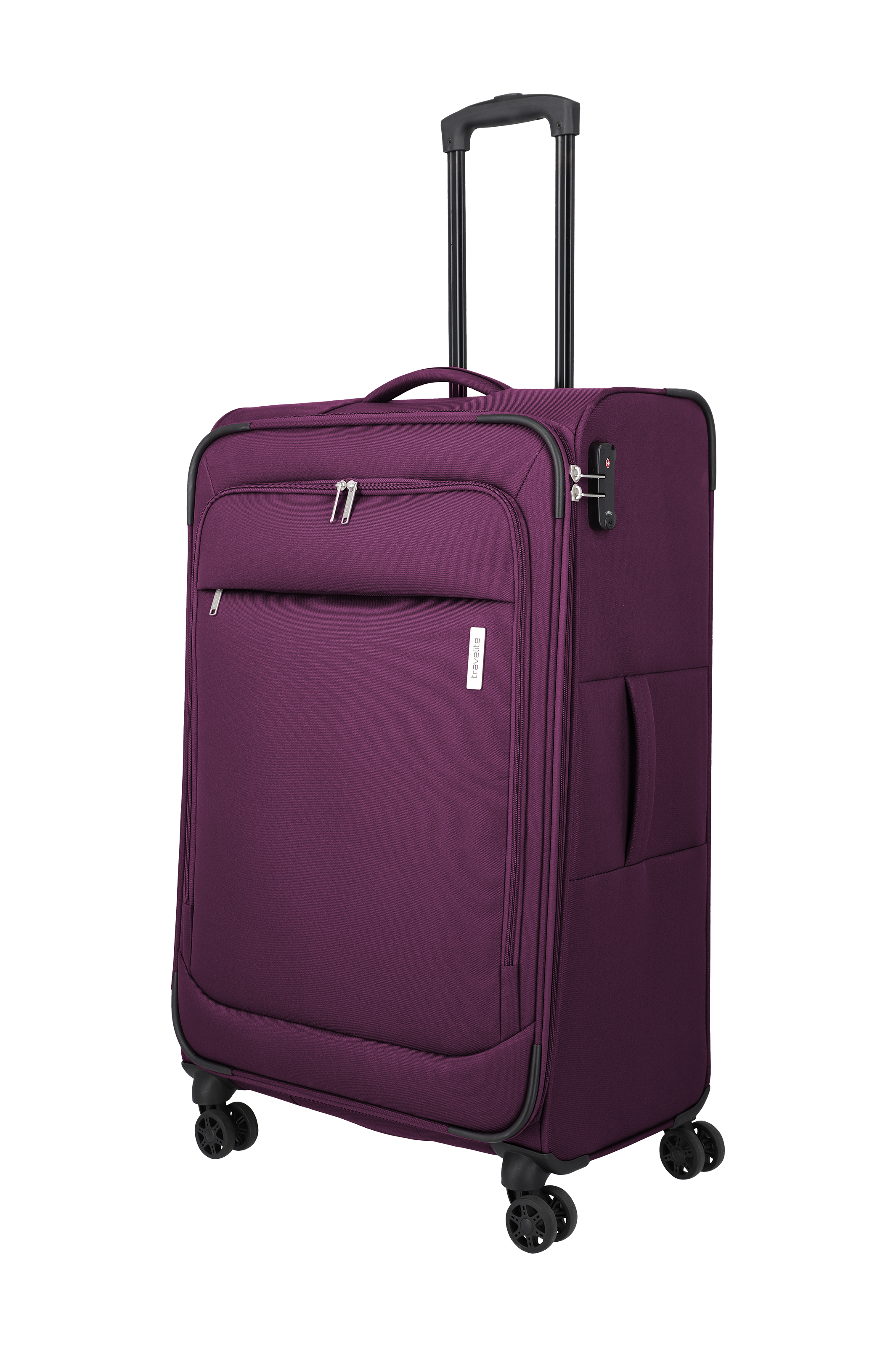 Travelite PRIEGO 4w Trolley L, Berry – Schrägansicht
