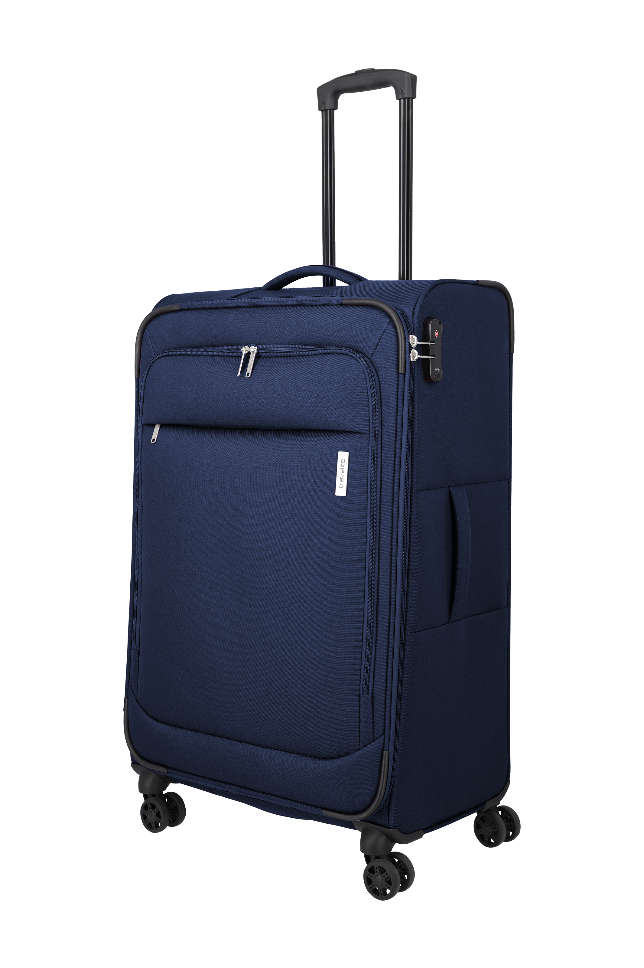 Travelite PRIEGO 4w Trolley L, Navy – Schrägansicht