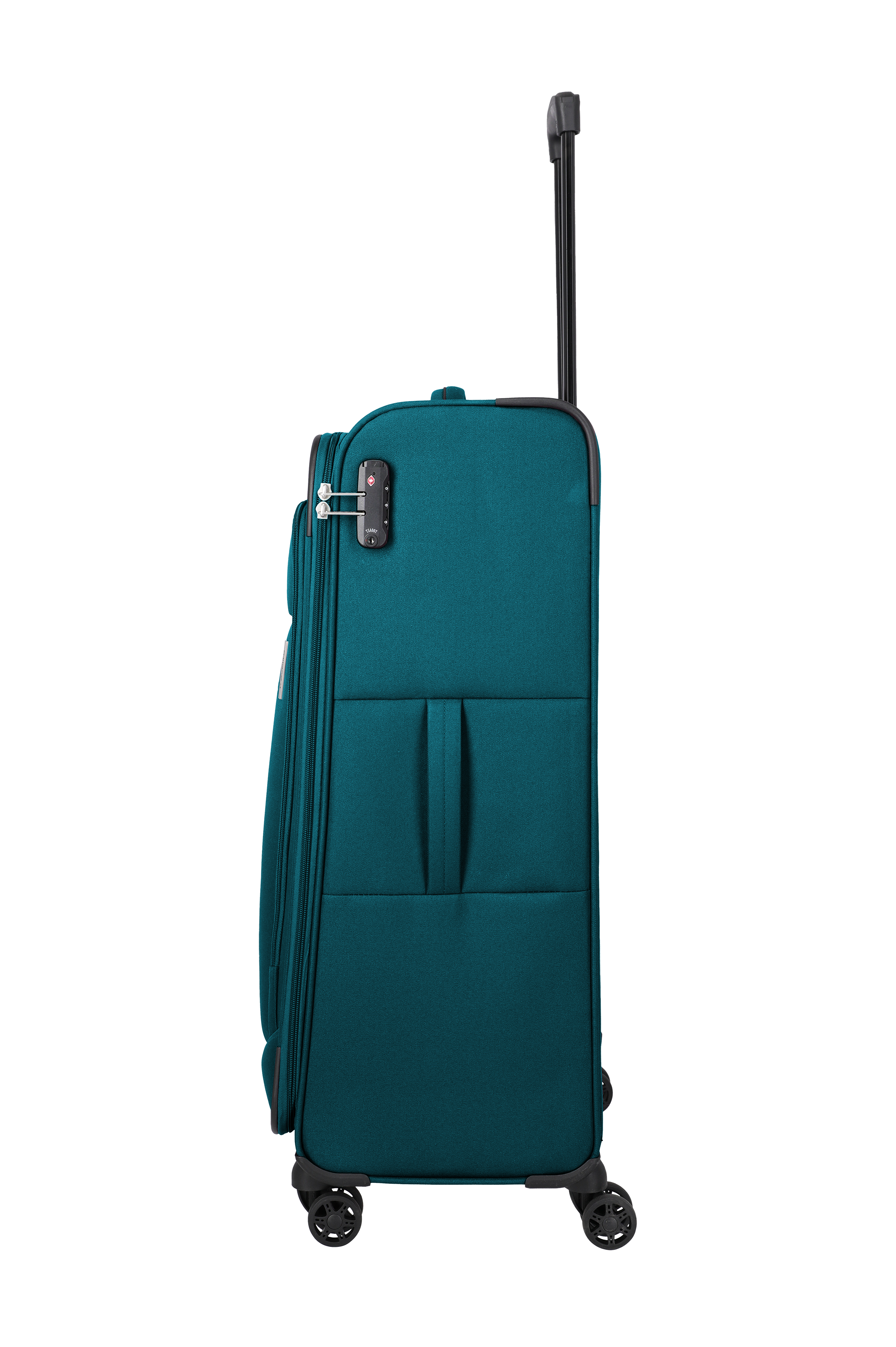 Travelite PRIEGO 4w Trolley L, Petrol – Seitenansicht