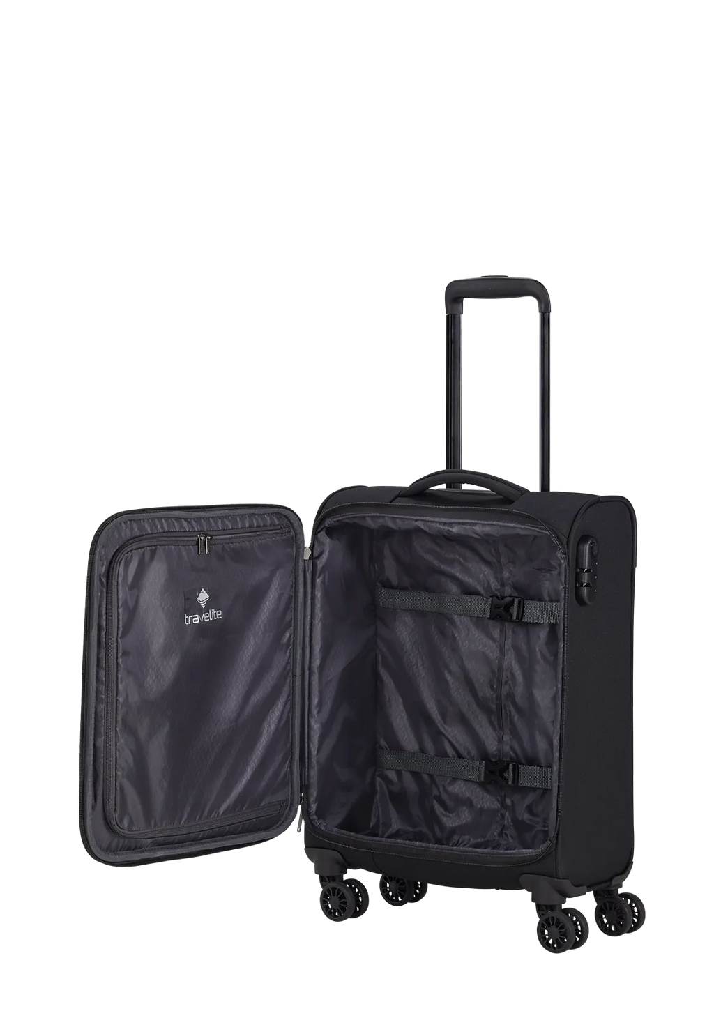 Travelite CHIOS 3-tlg. Koffer-Set S/M/L, Schwarz – Koffer S – Innenansicht