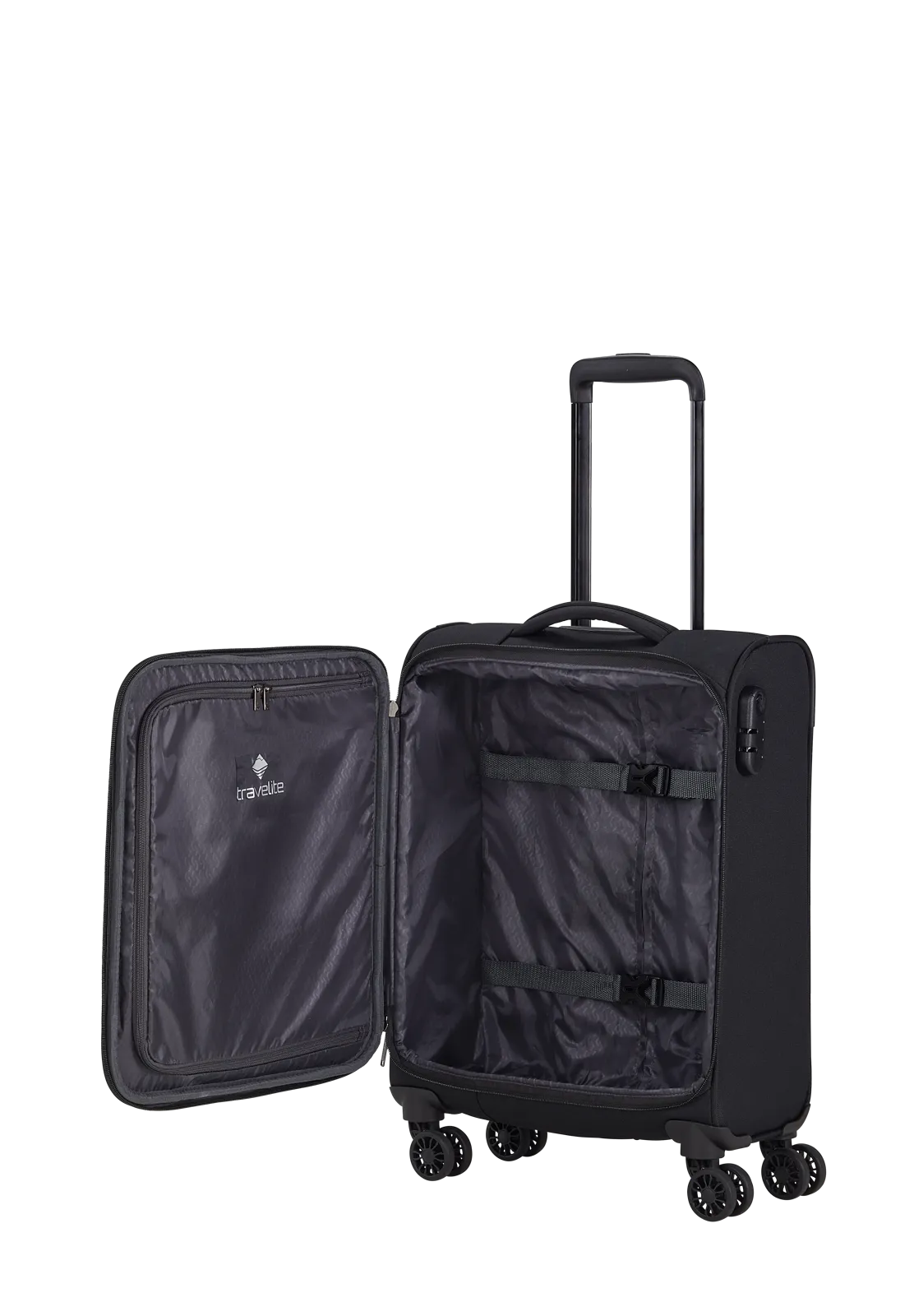 Travelite CHIOS 3-tlg. Koffer-Set S/M/L, Schwarz – Koffer S – Innenansicht