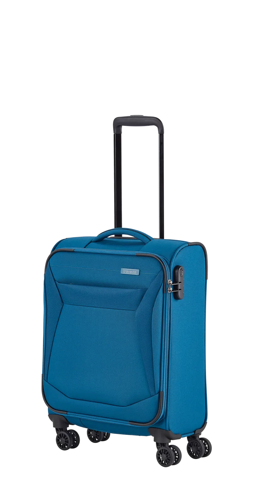 Travelite CHIOS 4w Trolley S, Petrol – Schrägansicht