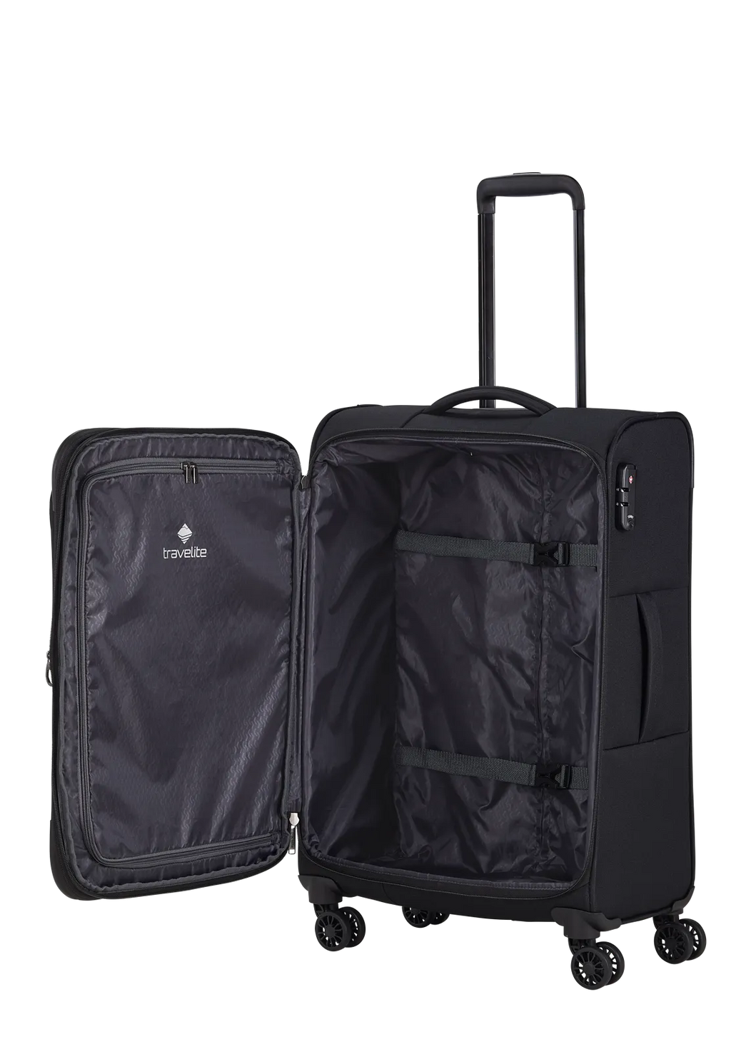 Travelite CHIOS 3-tlg. Koffer-Set S/M/L, Schwarz – Koffer M – Innenansicht