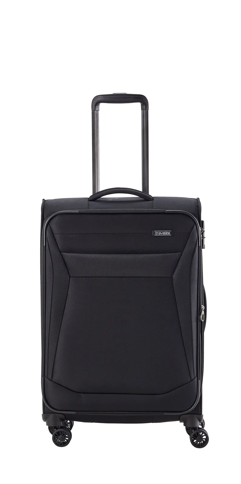 Travelite CHIOS 3-tlg. Koffer-Set S/M/L, Schwarz – Koffer M – Frontansicht