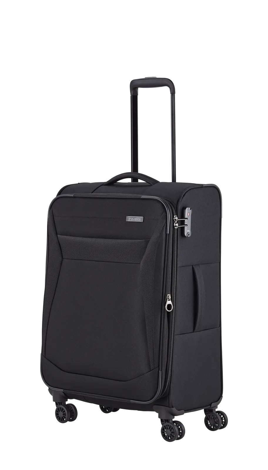 Travelite CHIOS 4w Trolley M erw., Schwarz – Schrägansicht
