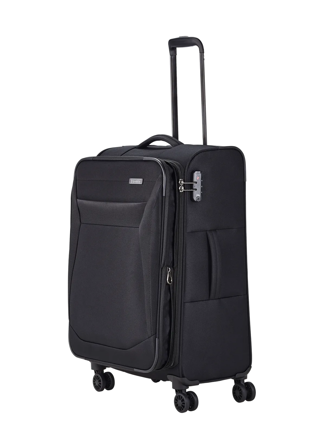 Travelite CHIOS 4w Trolley M erw., Schwarz – Schrägansicht
