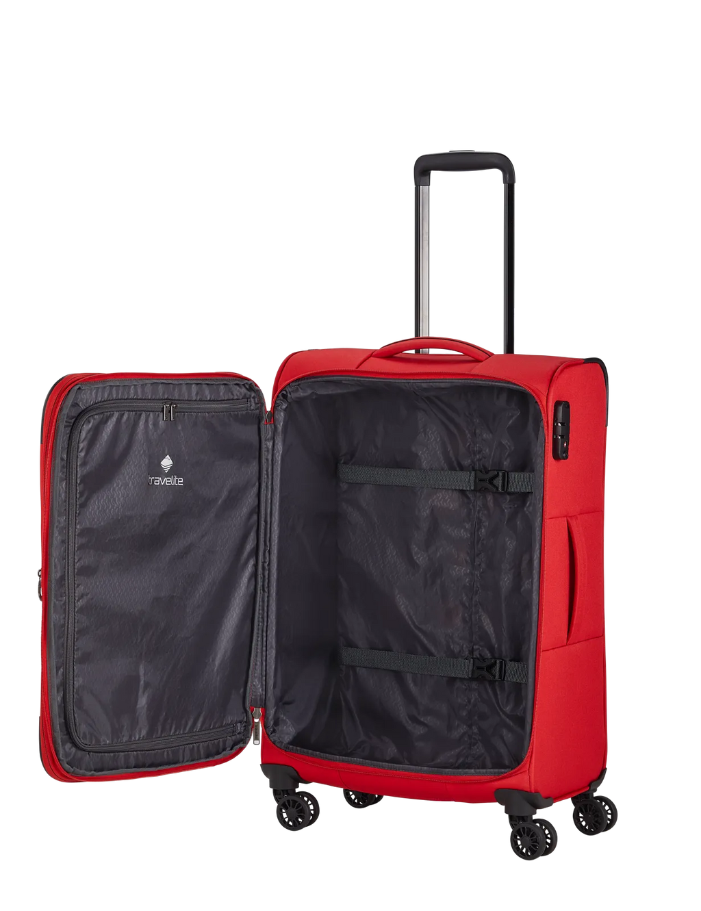 Travelite CHIOS 4w Trolley M erw., Rot – Innenansicht