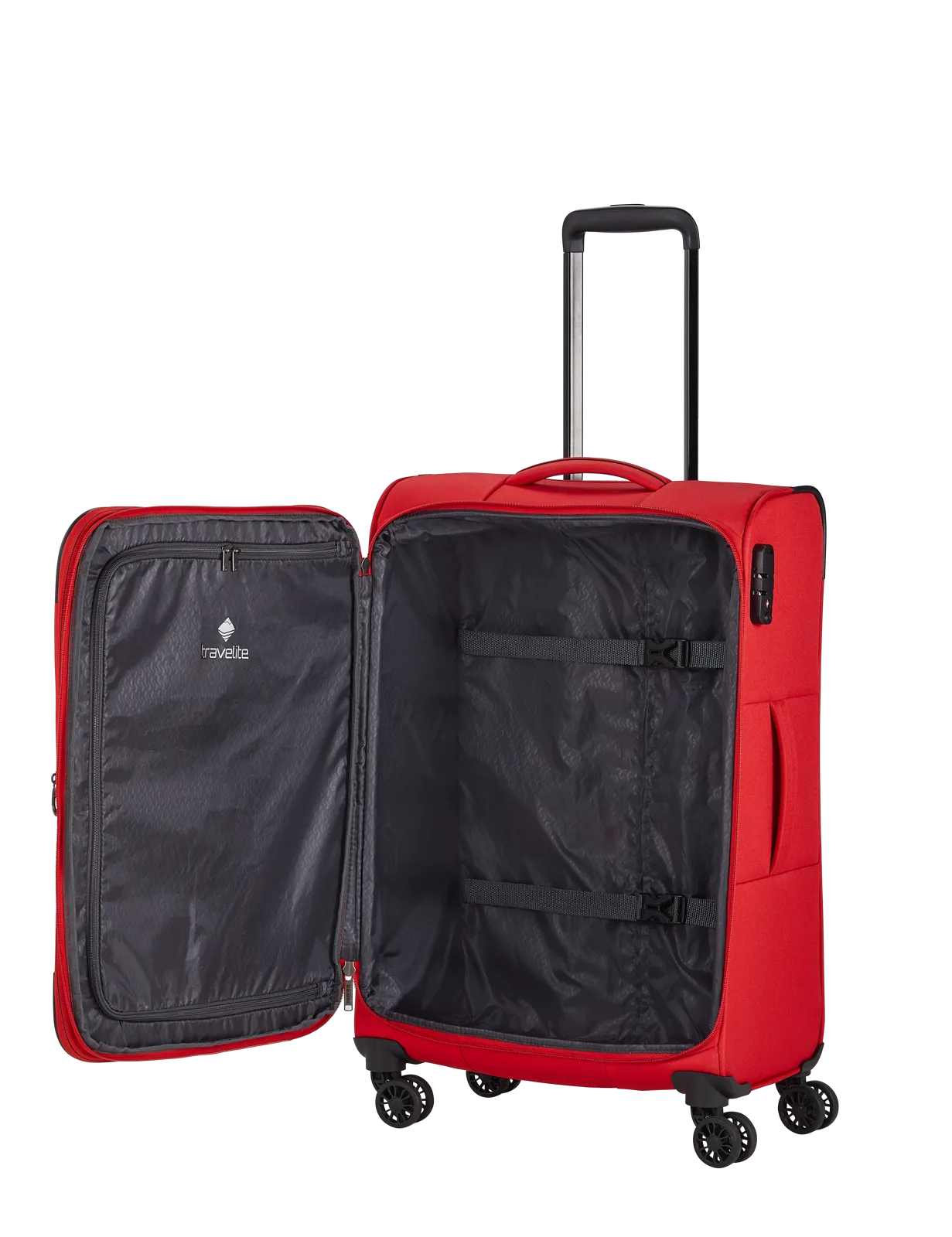 Travelite CHIOS 4w Trolley M erw., Rot – Innenansicht