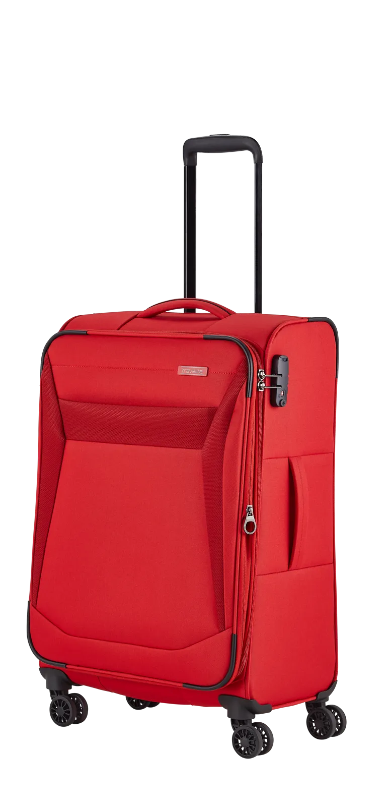 Travelite CHIOS 4w Trolley M erw., Rot – Schrägansicht