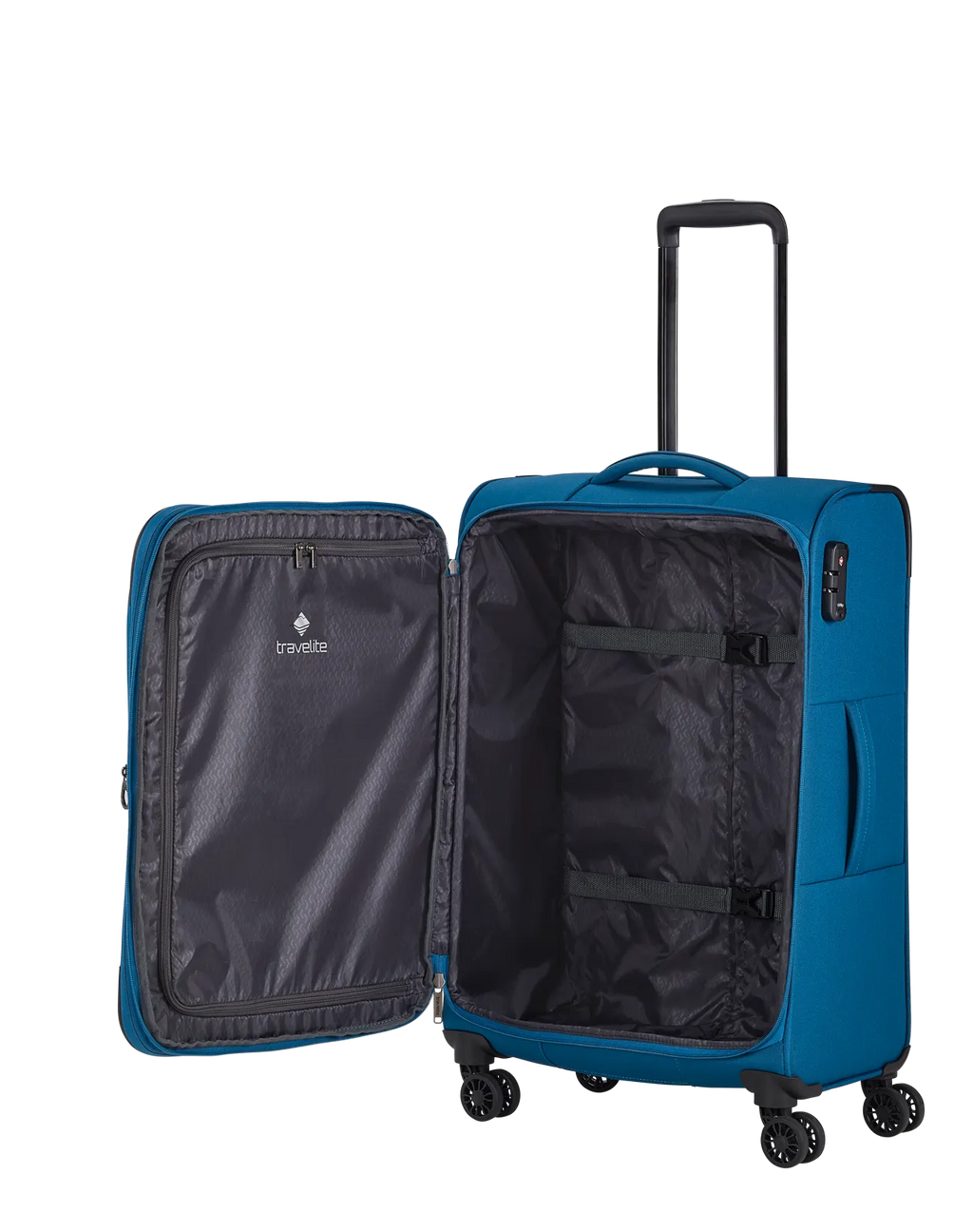 Travelite CHIOS 4w Trolley M erw., Petrol – Innenansicht