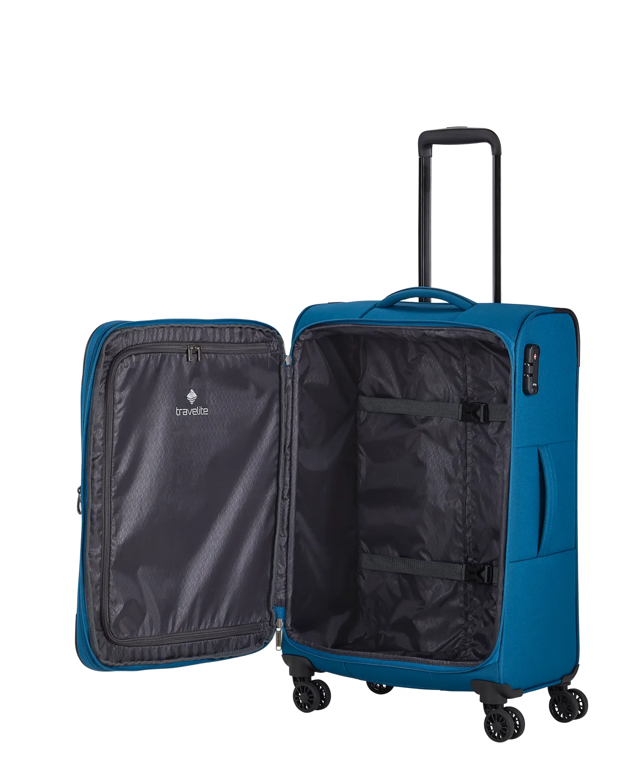 Travelite CHIOS 4w Trolley M erw., Petrol – Innenansicht