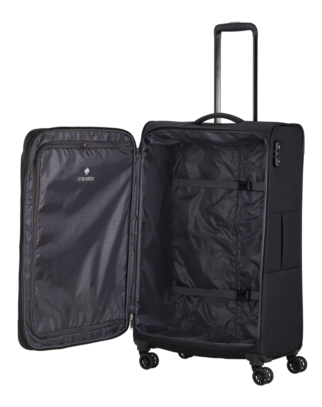 Travelite CHIOS 4w Trolley L erw., Schwarz – Innenansicht