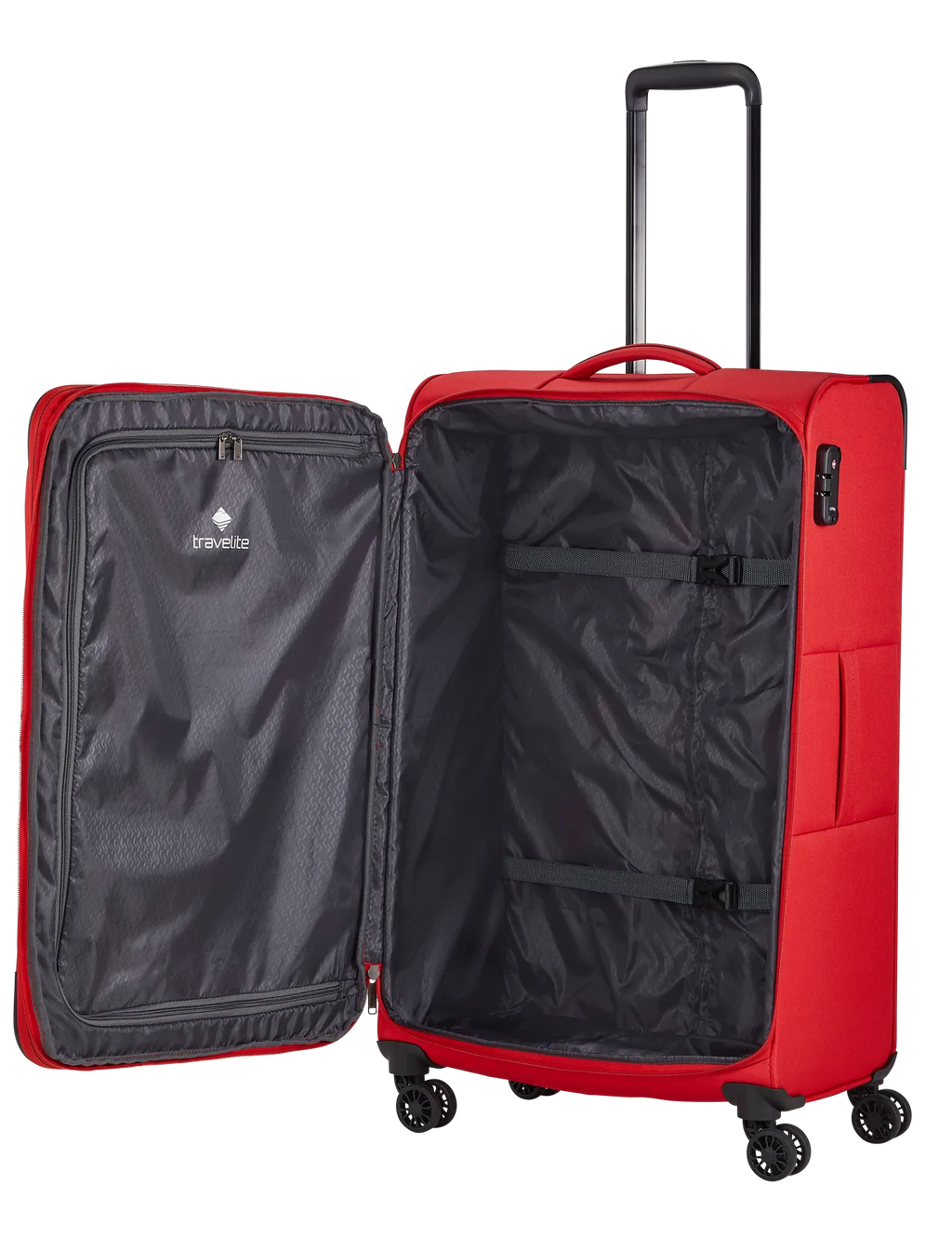 Travelite CHIOS 4w Trolley L erw., Rot – Innenansicht