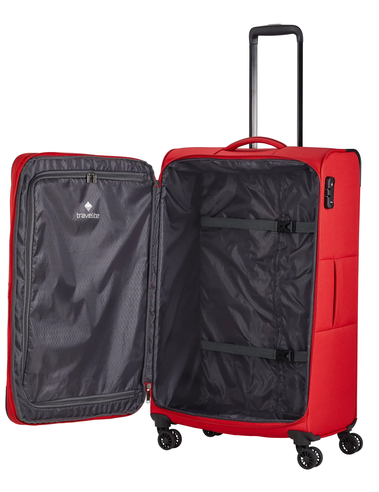Travelite CHIOS 4w Trolley L erw., Rot – Innenansicht
