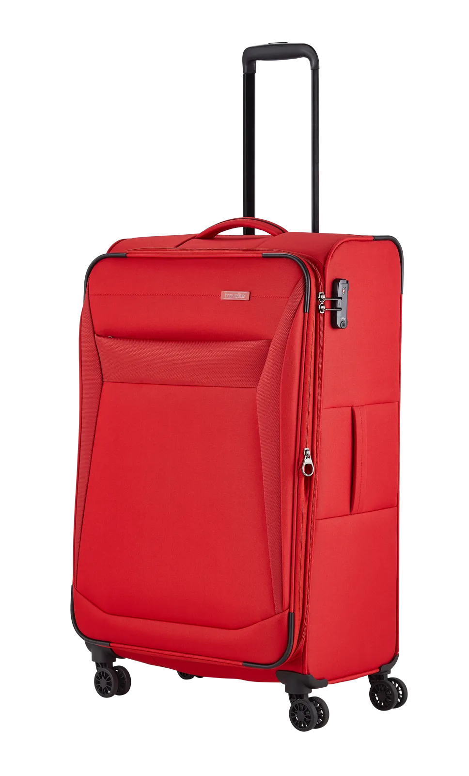 Travelite CHIOS 4w Trolley L erw., Rot – Schrägansicht