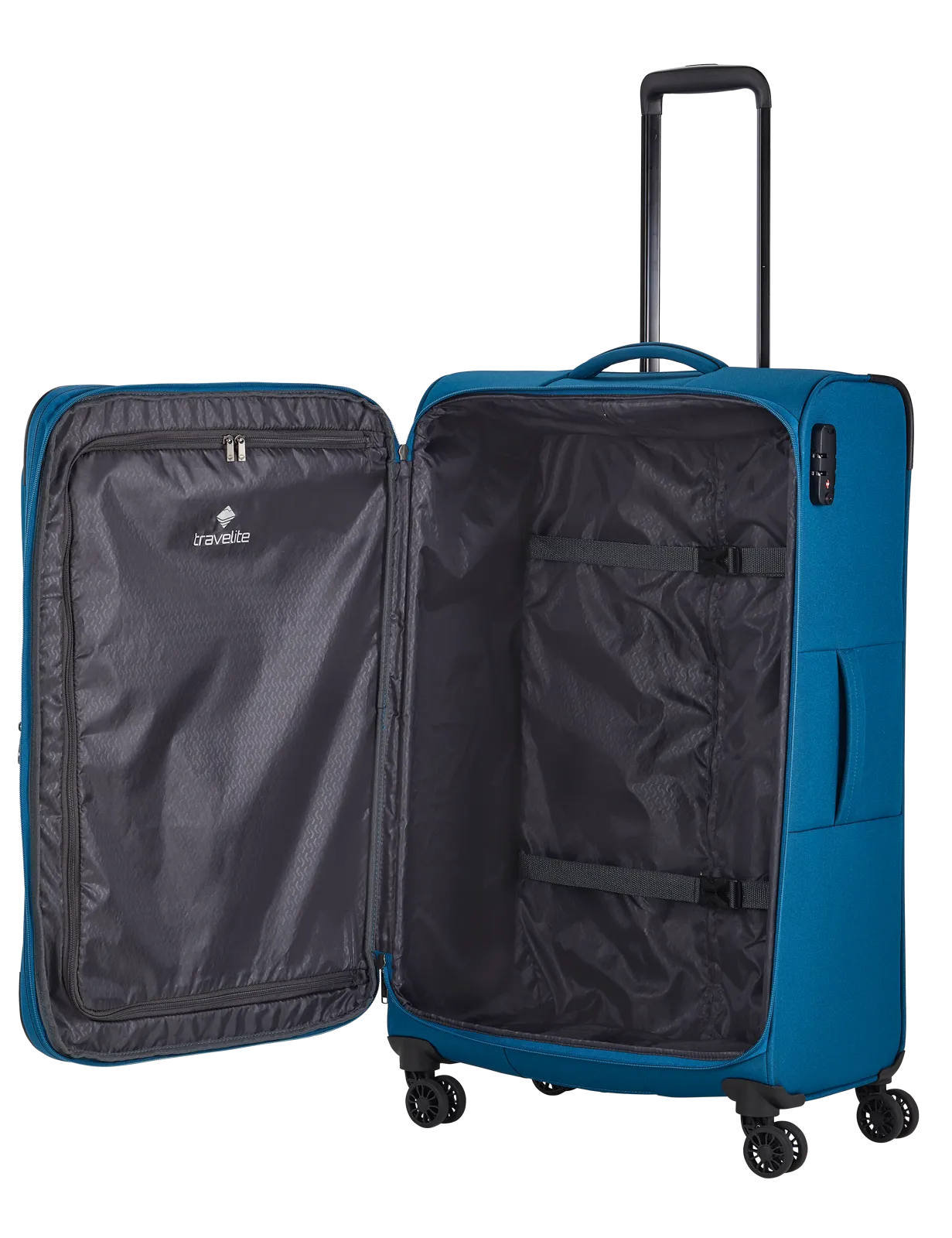 Travelite CHIOS 4w Trolley L erw., Petrol – Innenansicht