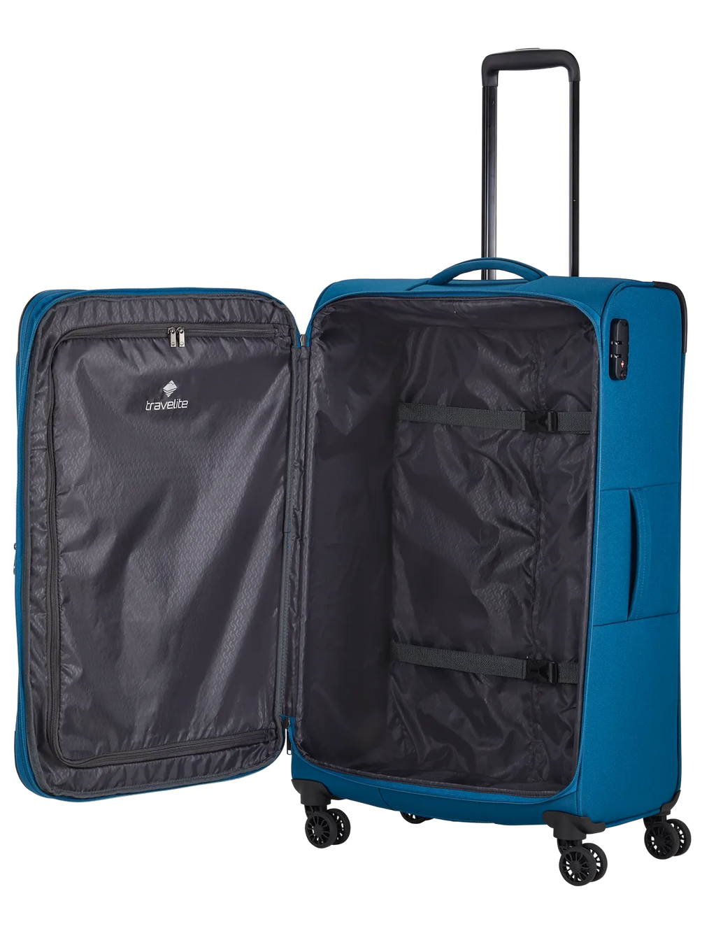 Travelite CHIOS 3-tlg. Koffer-Set S/M/L, Petrol – Koffer L – Innenansicht