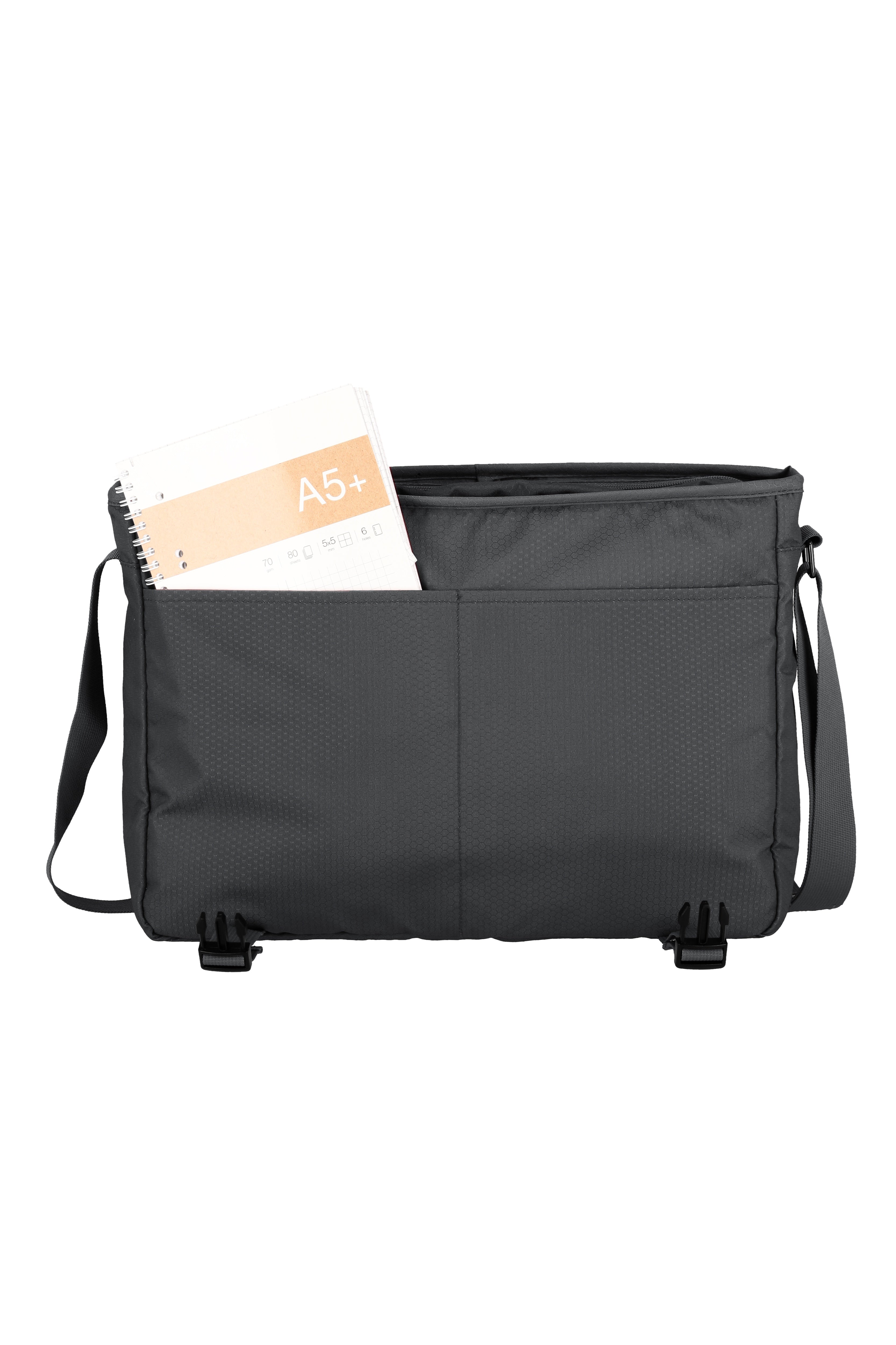 Travelite SKAII Messenger, Gipfelgrau – Rück- und Fächeransicht