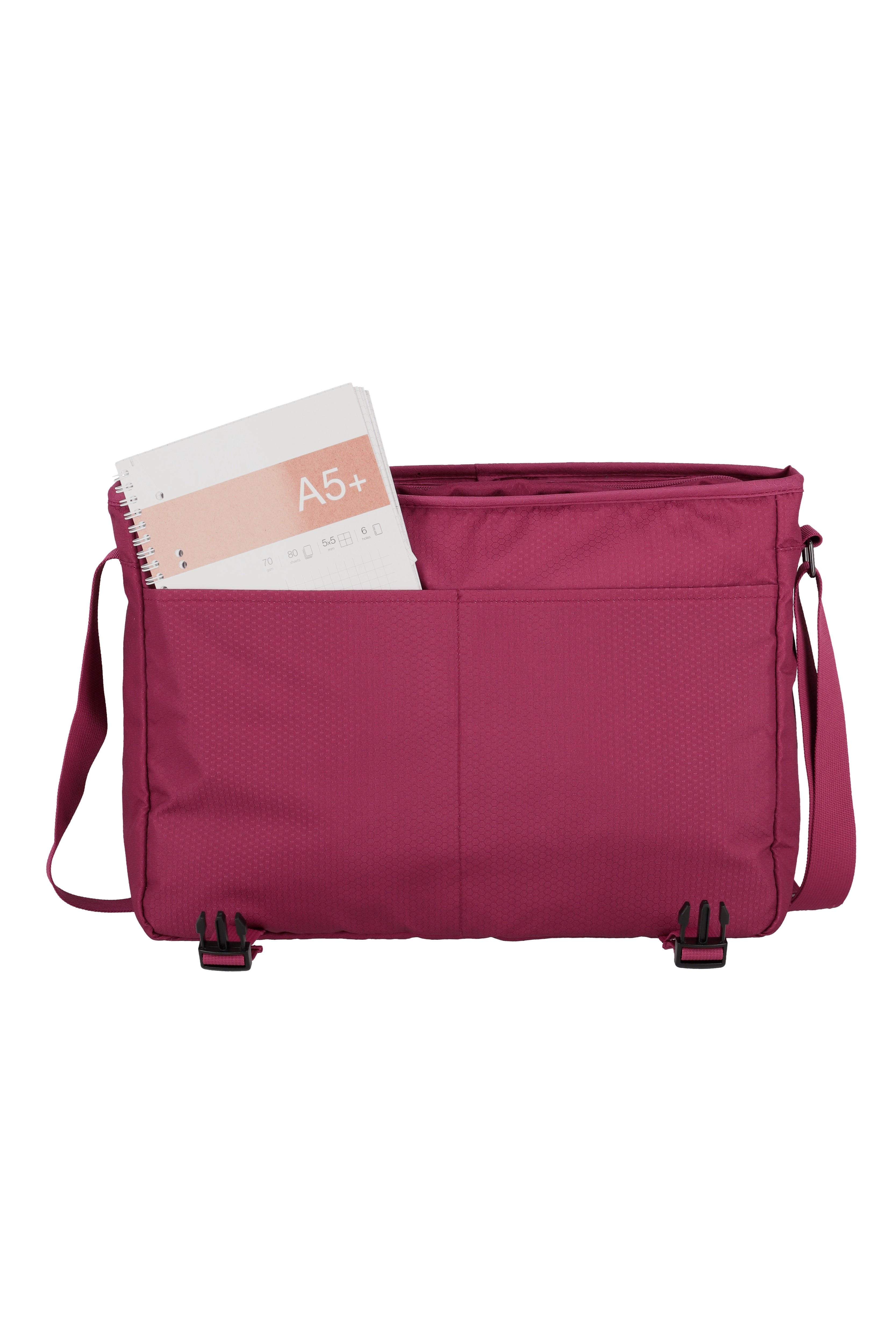 Travelite SKAII Messenger, Abendrot – Rück- und Fächeransicht