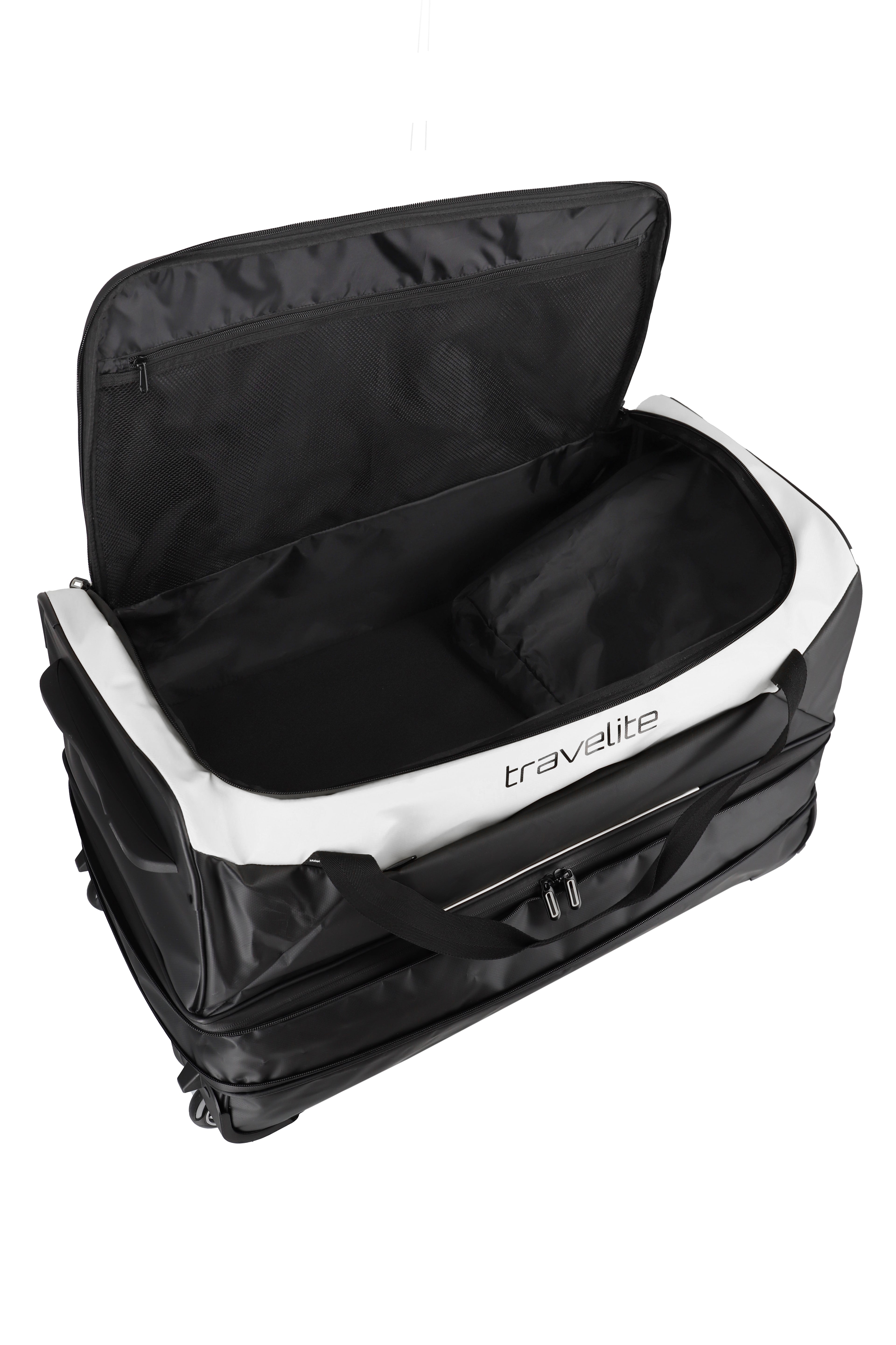 Travelite BASICS Rollenreisetasche L erw. Plane, Schwarz/Weiß