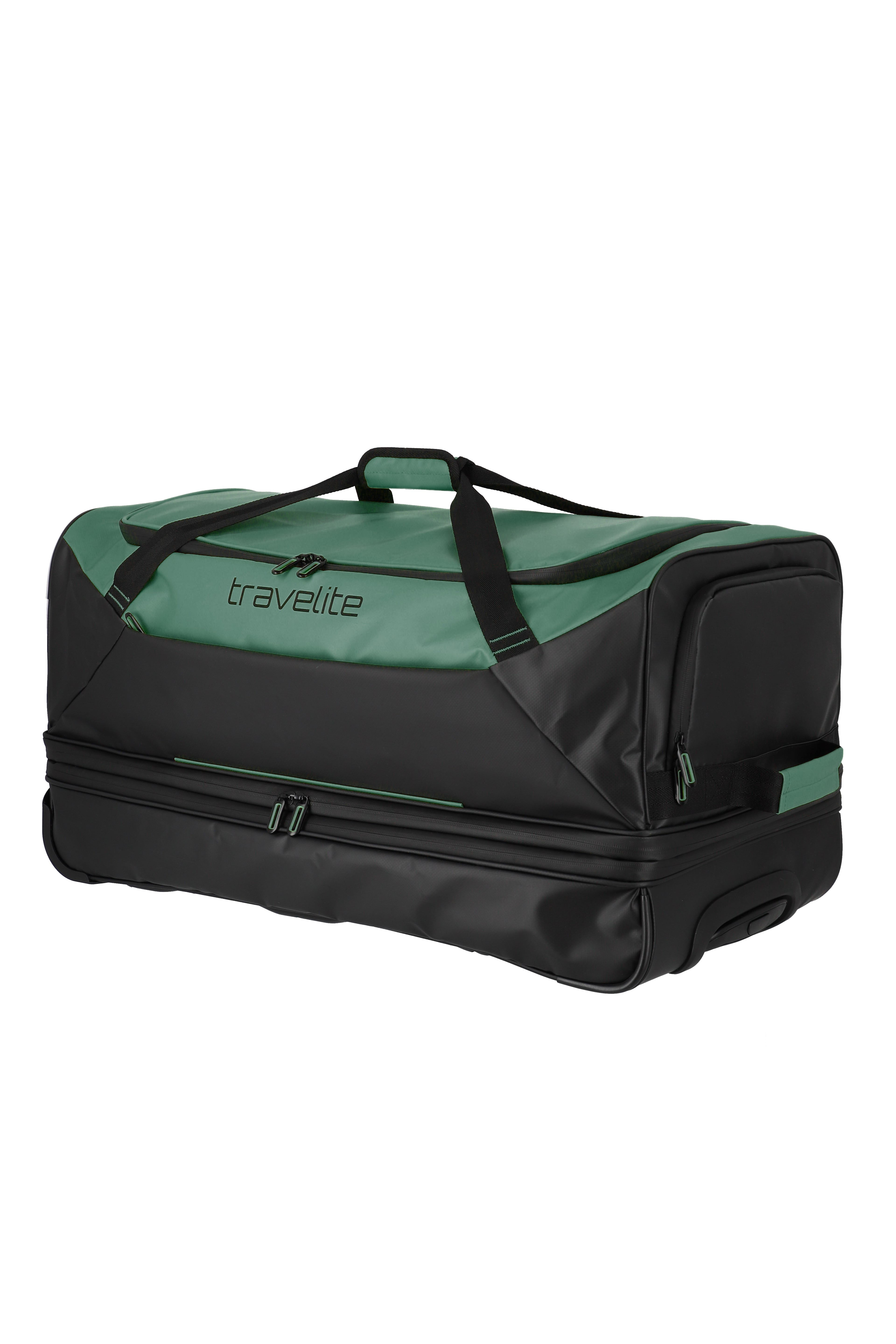 Travelite BASICS Rollenreisetasche L erw. Plane, Schwarz/Grün
