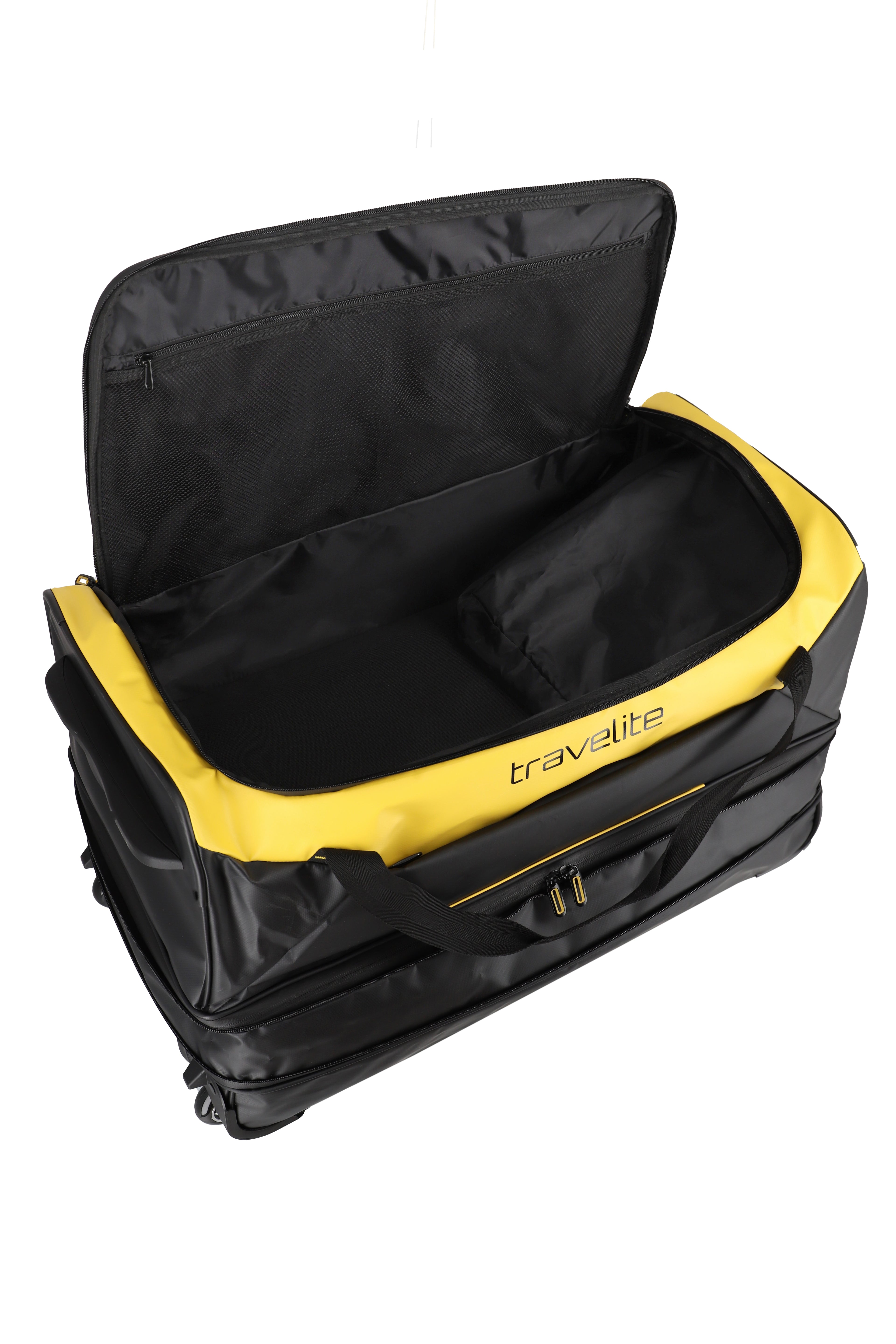 Travelite BASICS Rollenreisetasche L erw. Plane, Schwarz/Gelb