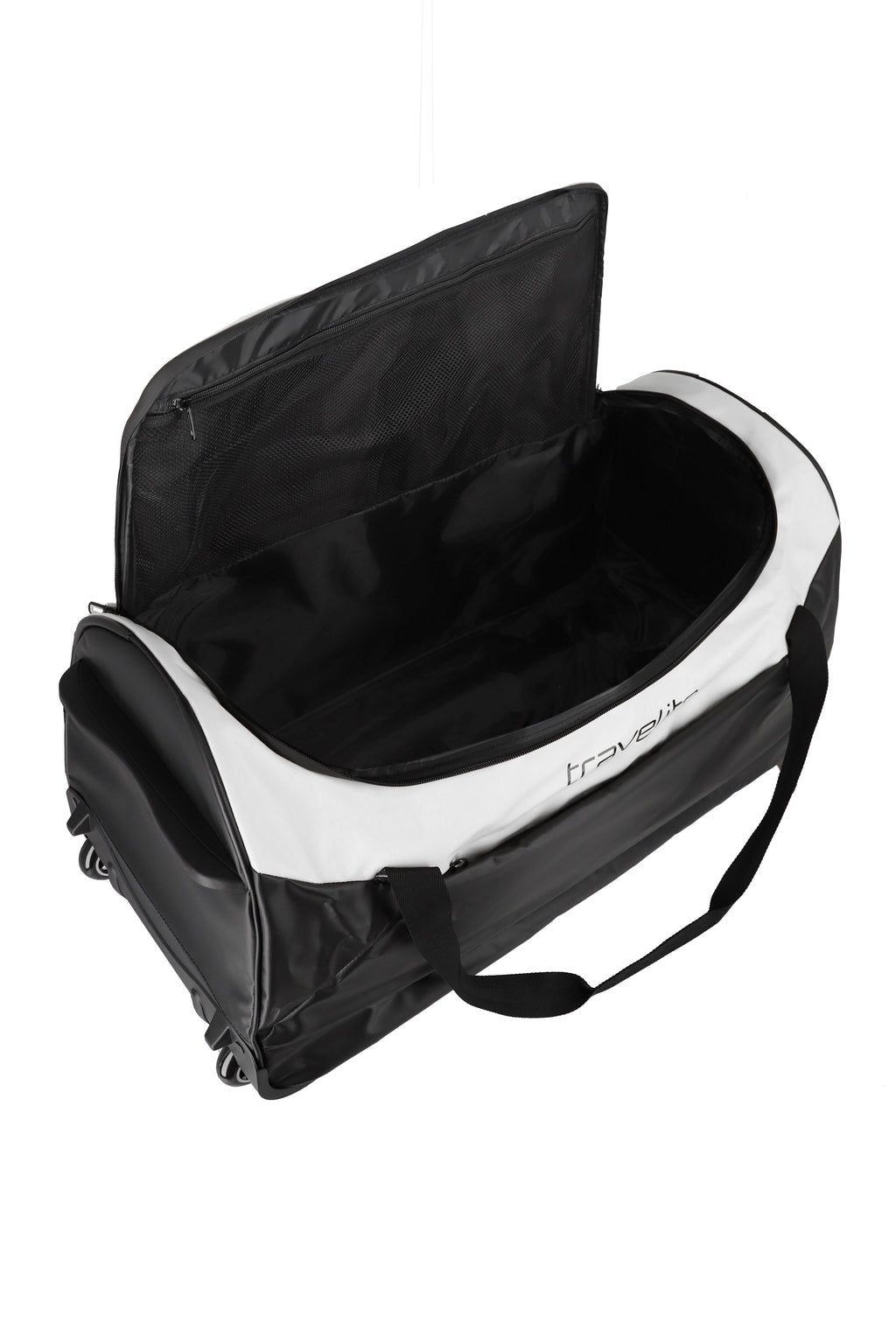 Travelite BASICS Rollenreisetasche L Plane, Schwarz/Weiß