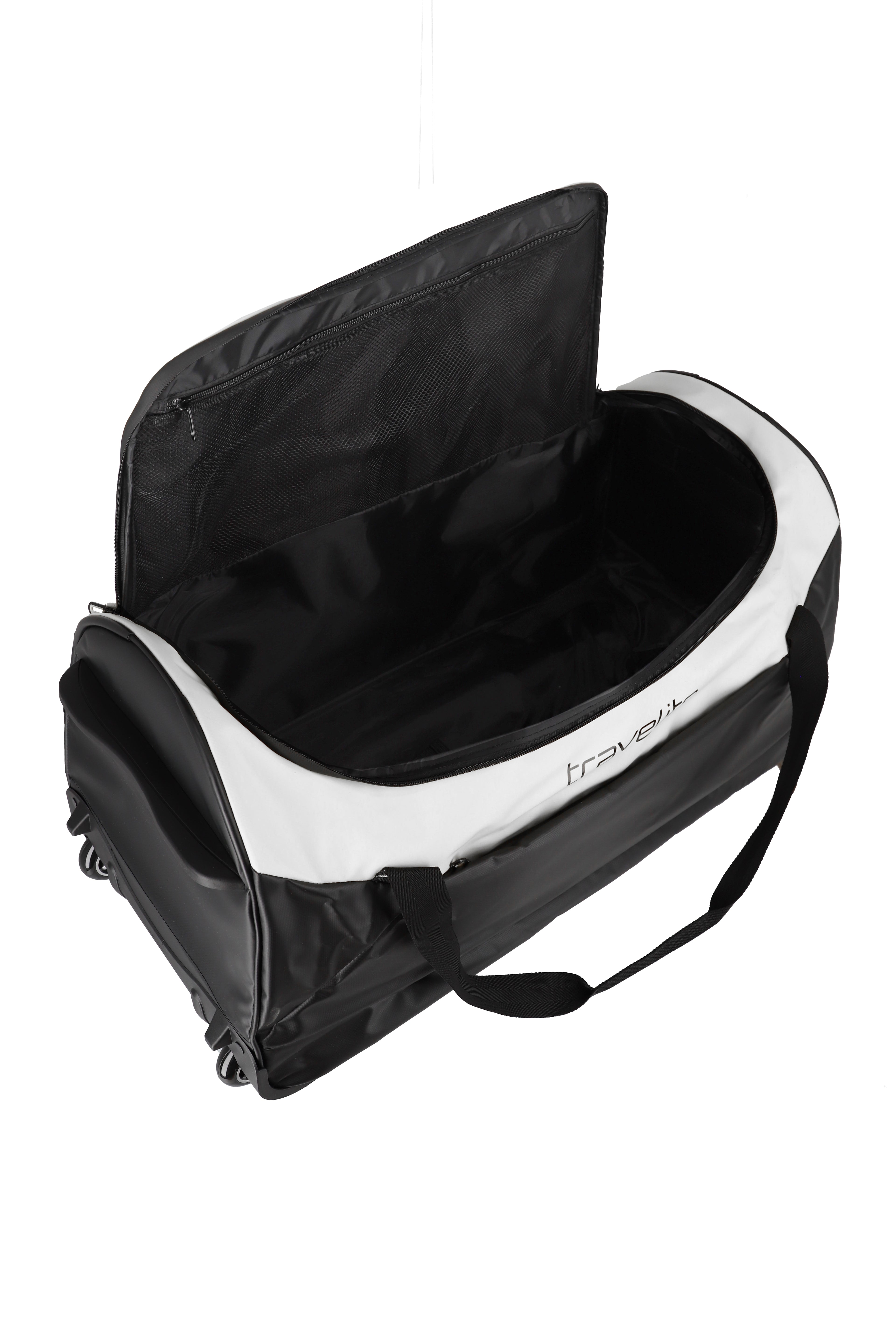 Travelite BASICS Rollenreisetasche L Plane, Schwarz/Weiß