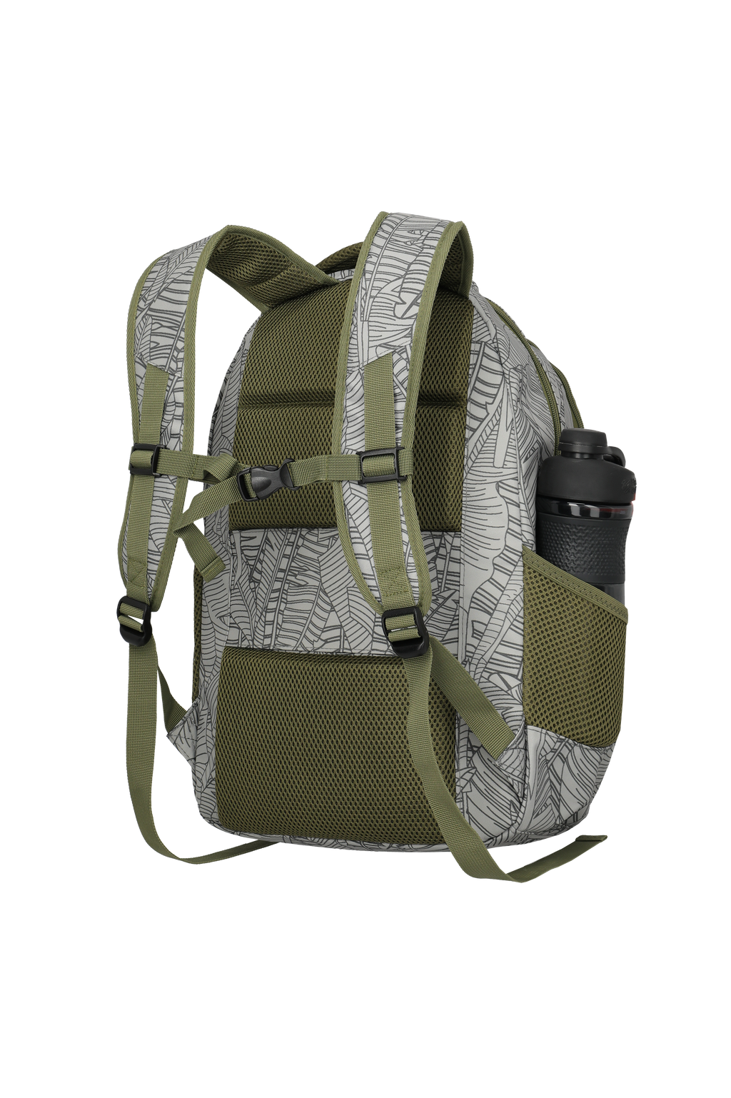 Travelite BASICS Rucksack Print, Grau – Rückansicht seitlich