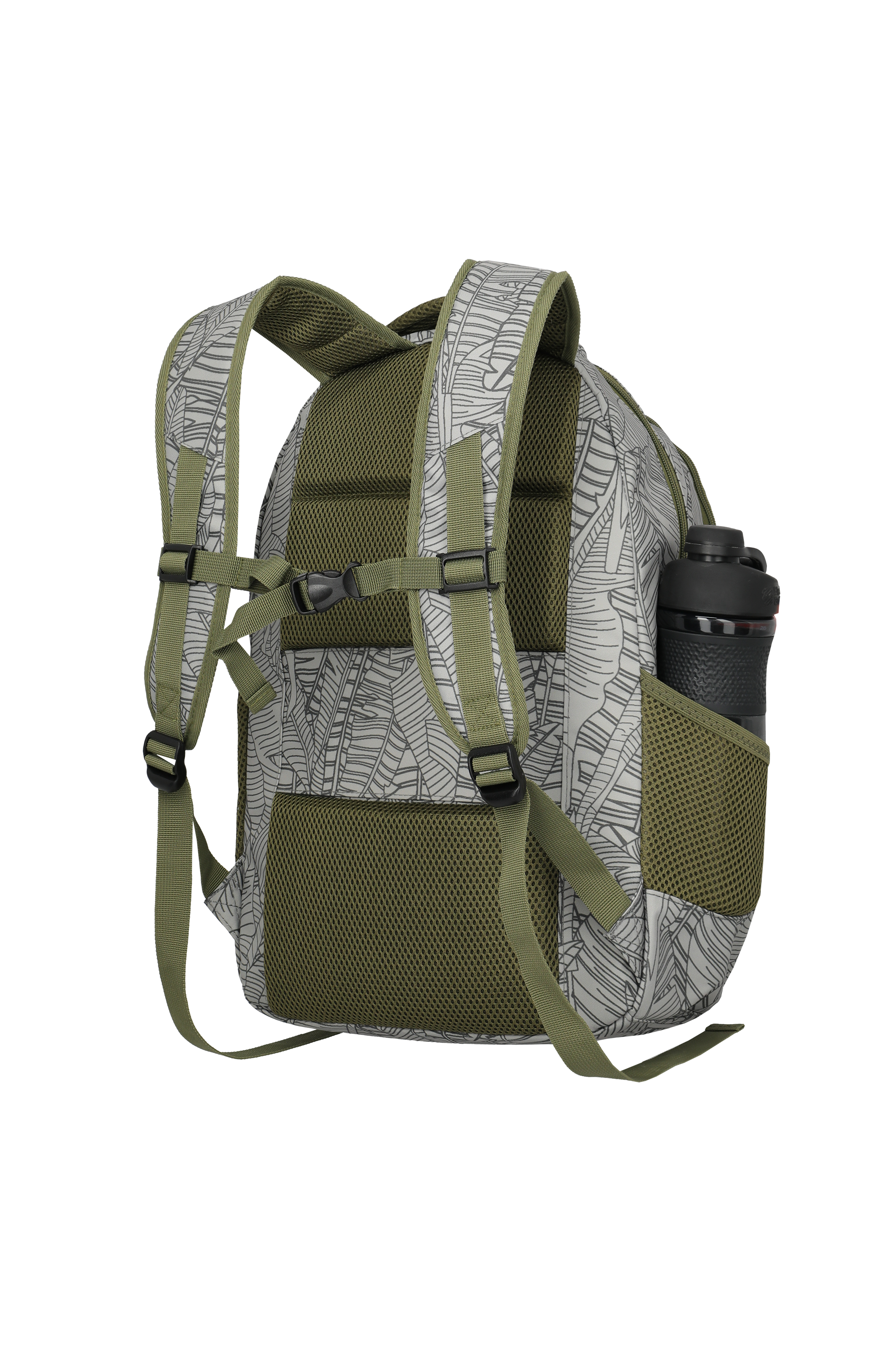 Travelite BASICS Rucksack Print, Grau – Rückansicht seitlich
