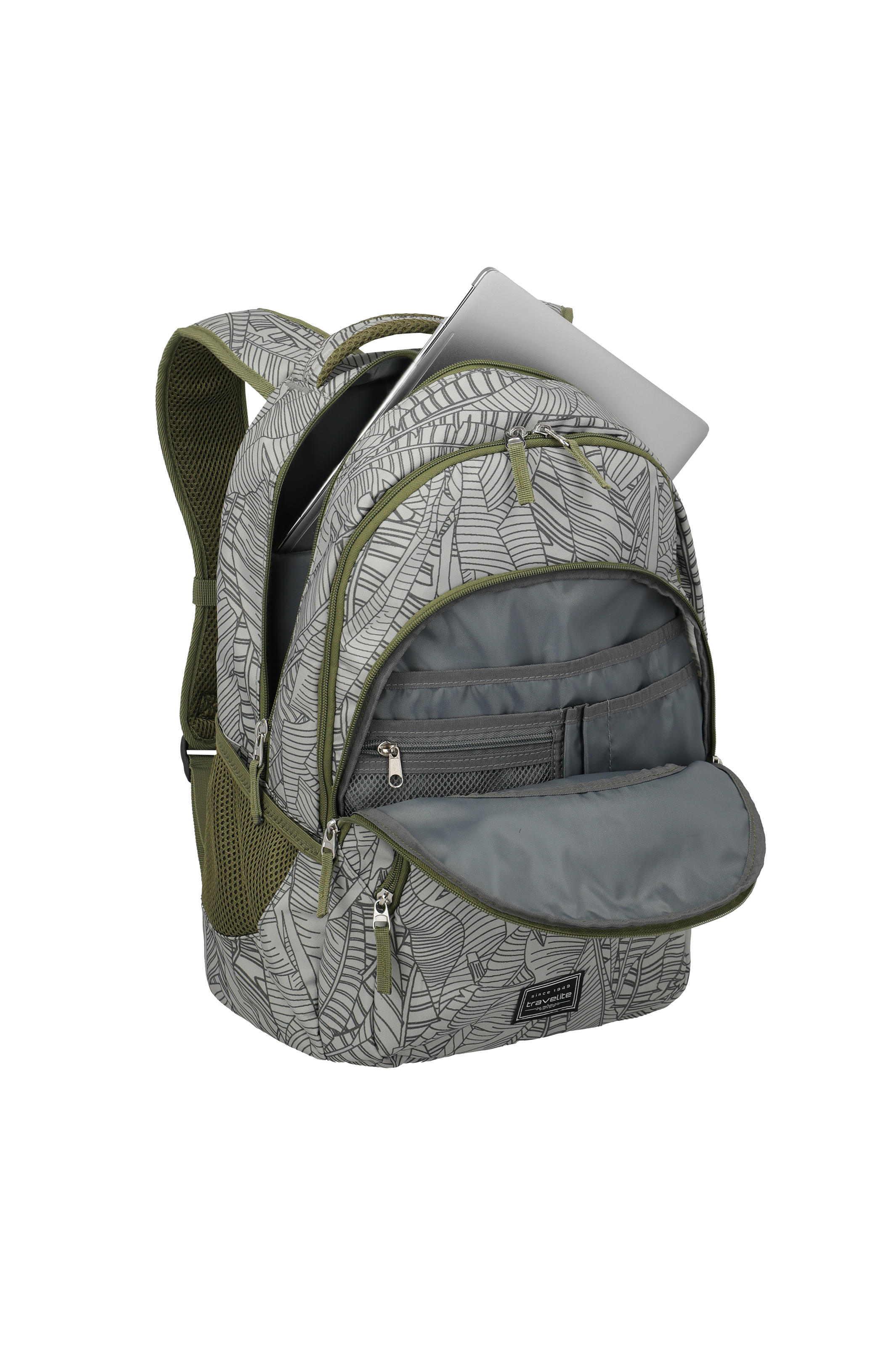 Travelite BASICS Rucksack Print, Grau – Innenansicht
