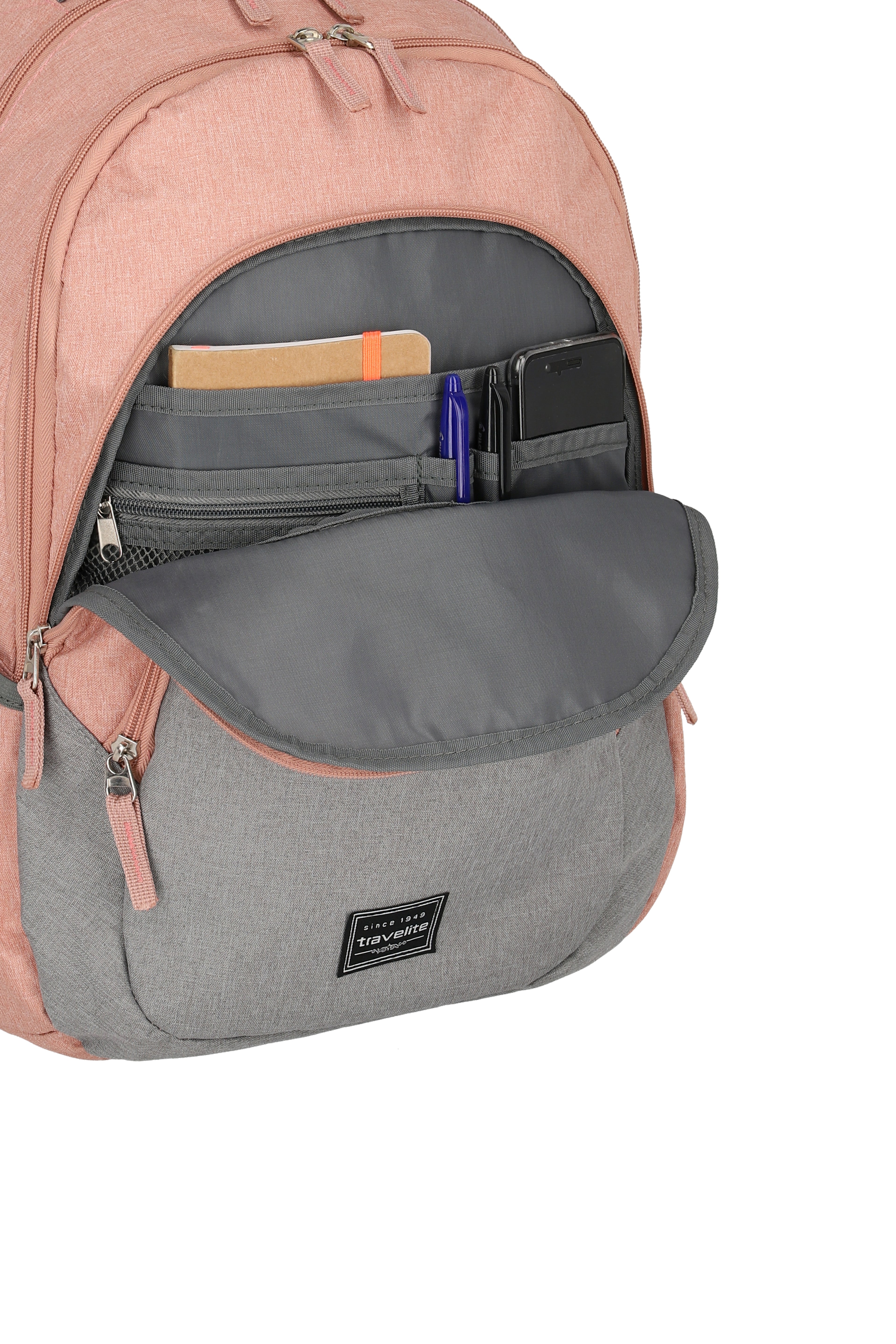 Travelite BASICS Rucksack Melange, Rosa/Grau