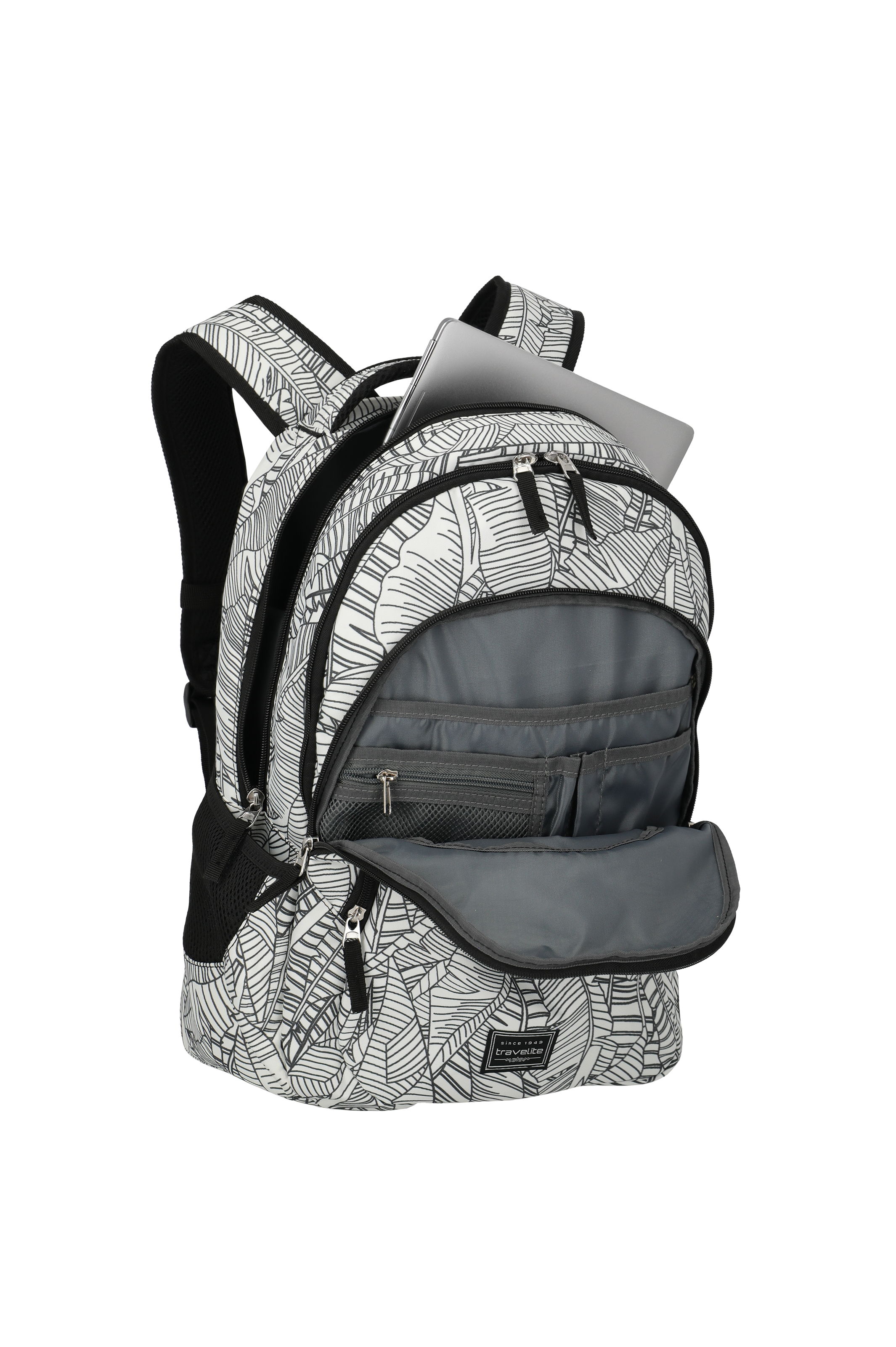Travelite BASICS Rucksack Print, Weiß – Innenansicht