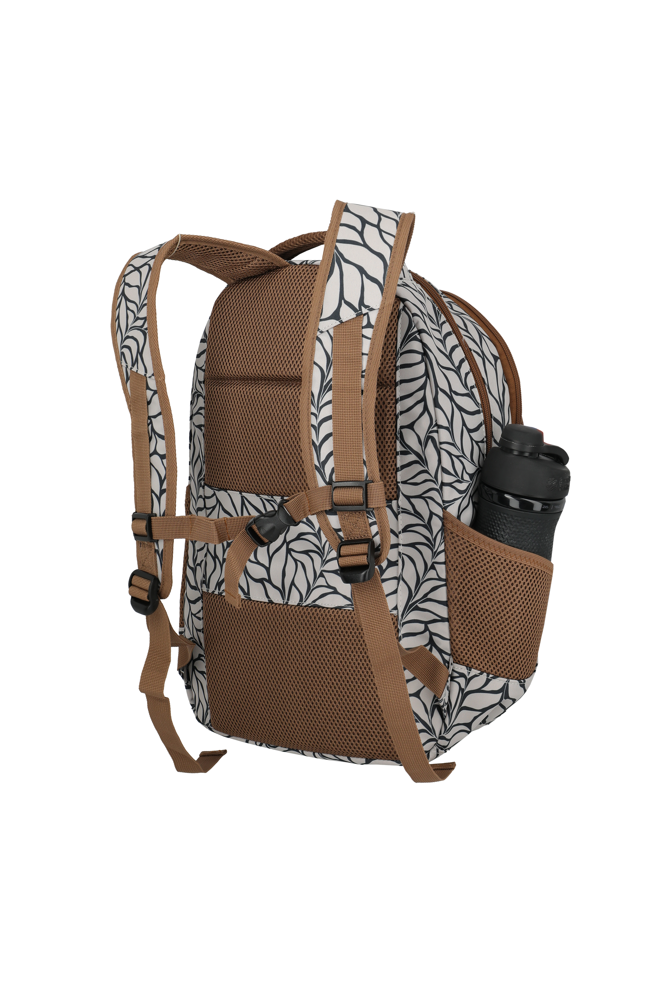 Travelite BASICS Rucksack Print, Off-White – Rückansicht seitlich
