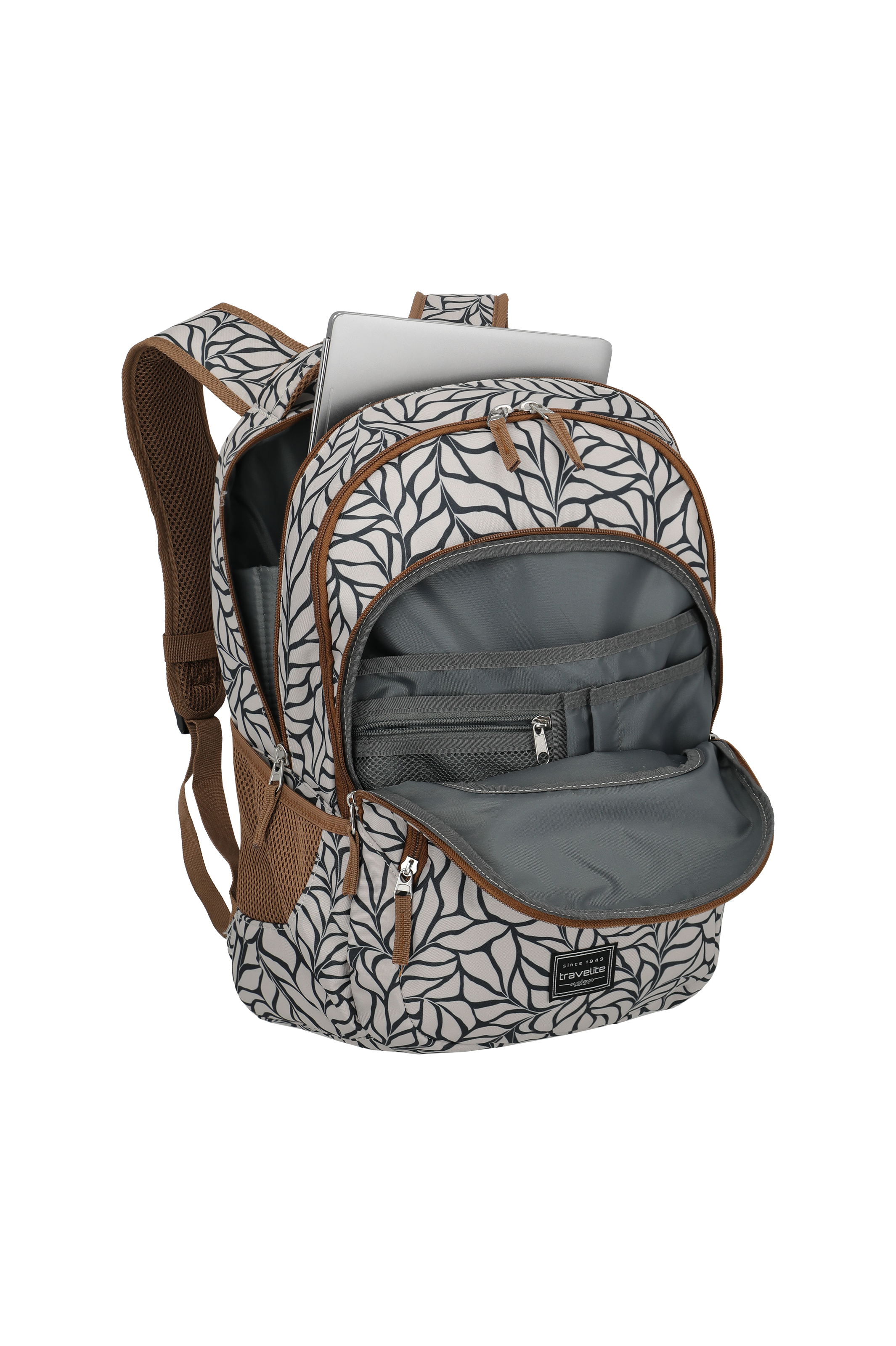 Travelite BASICS Rucksack Print, Off-White – Innenansicht