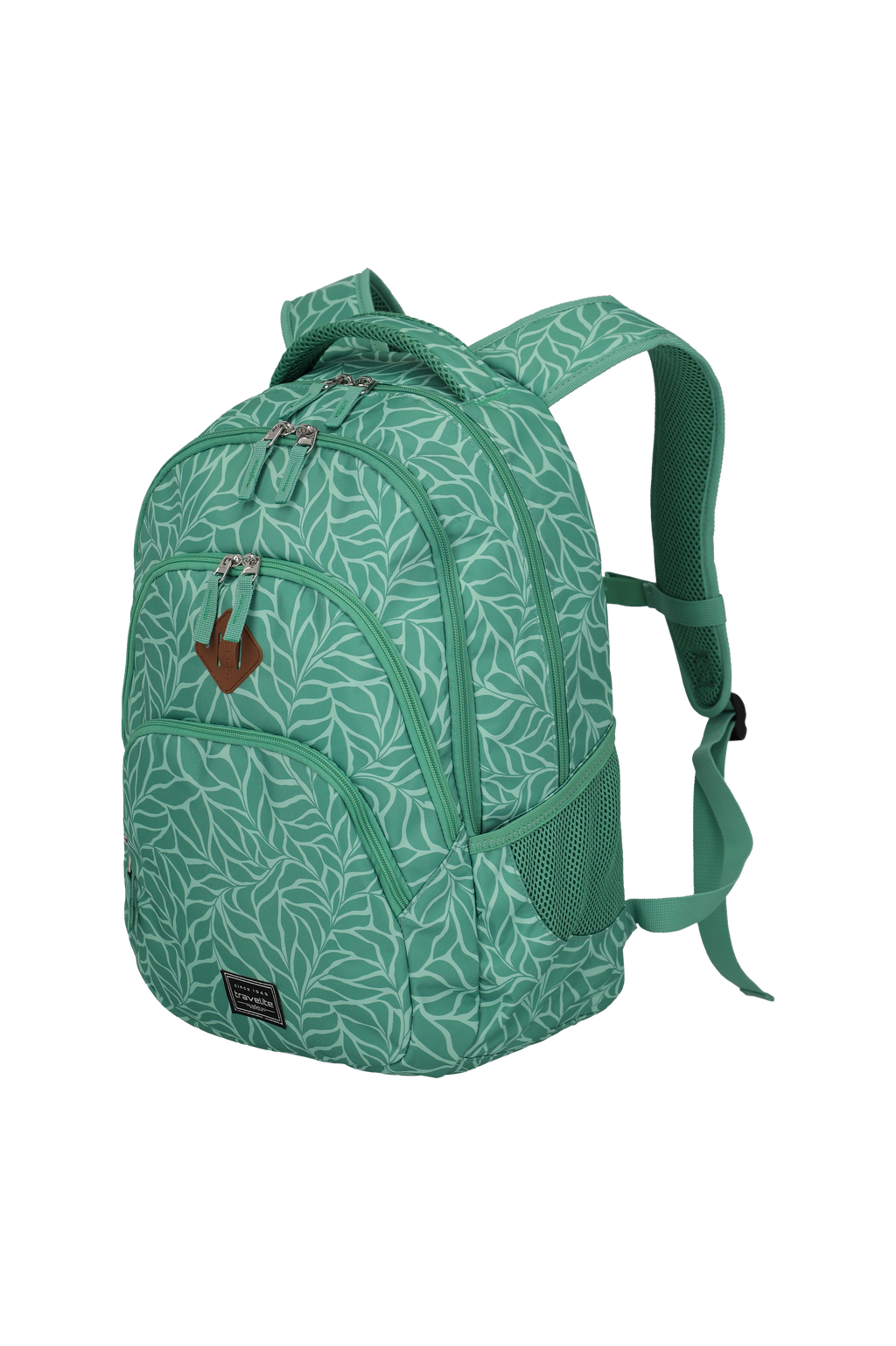 Travelite BASICS Rucksack Print, Grün – Schrägansicht