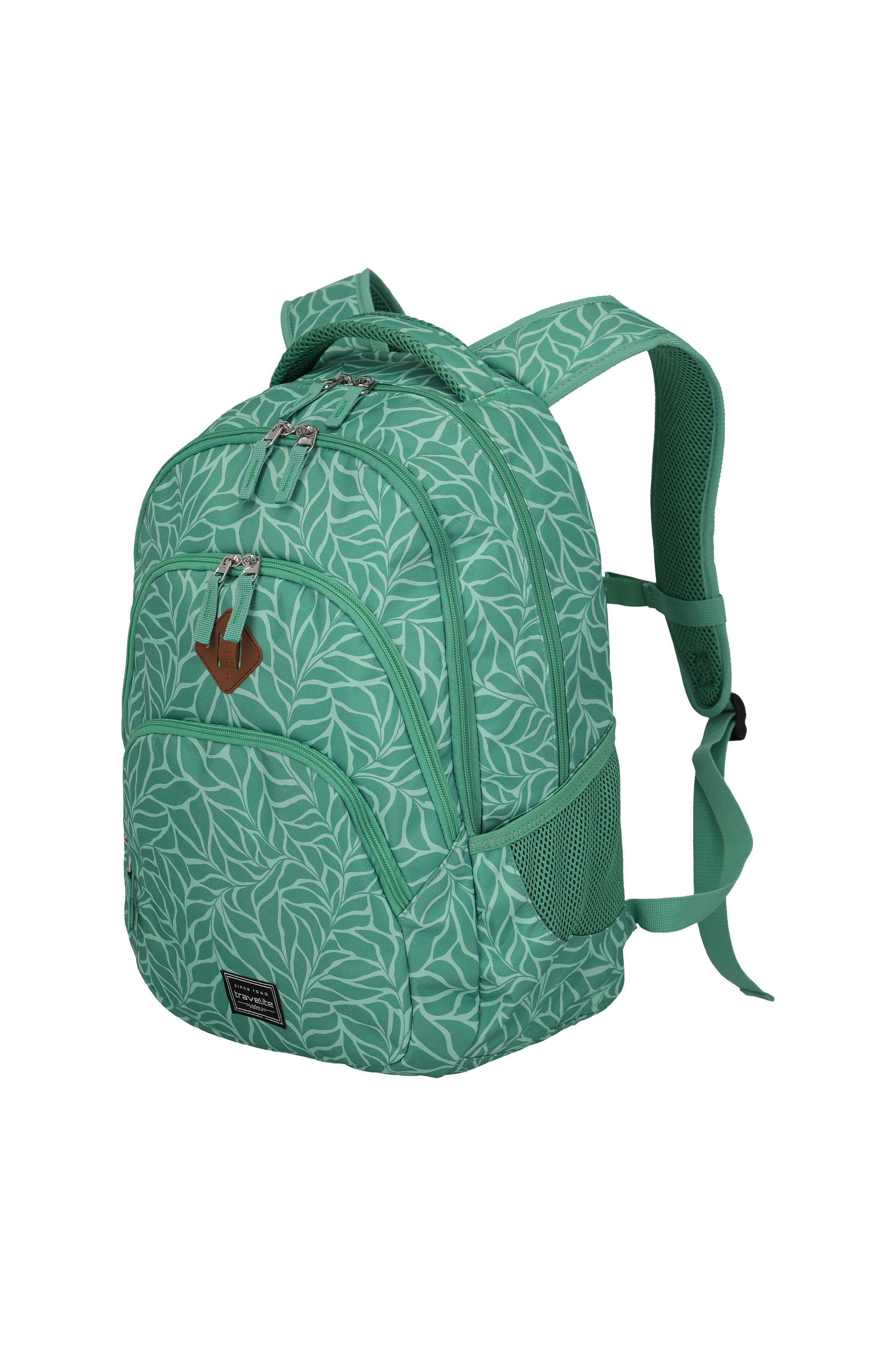 Travelite BASICS Rucksack Print, Grün – Schrägansicht