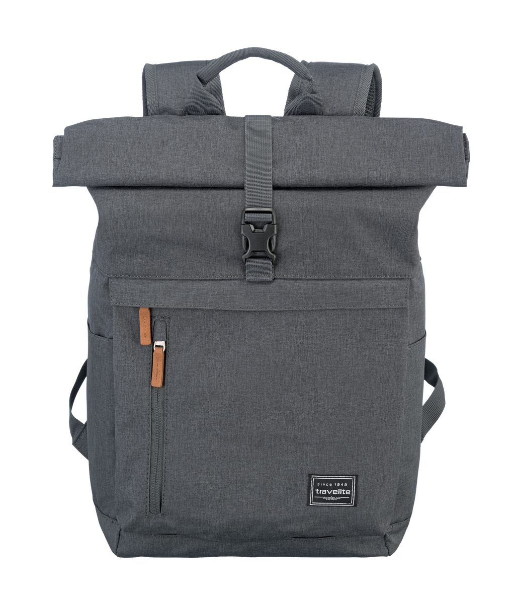 Travelite BASICS Rollup Rucksack, Anthrazit – Vorderansicht