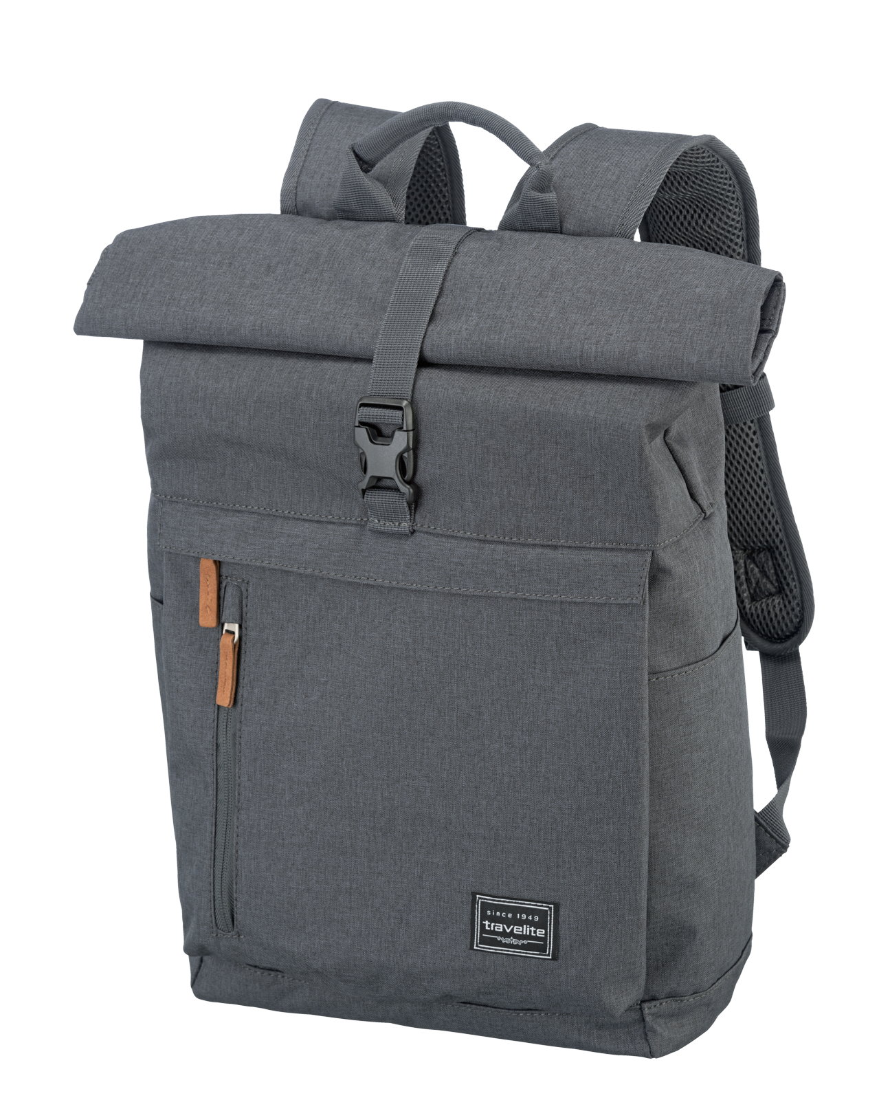 Travelite BASICS Rollup Rucksack, Anthrazit – Schrägansicht 2