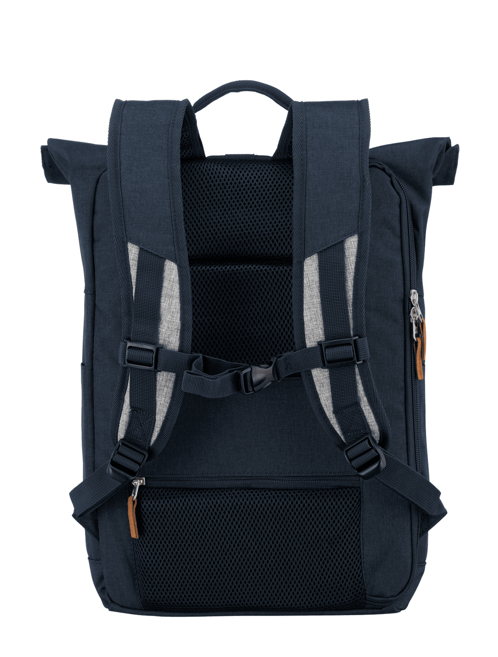 Travelite BASICS Rollup Rucksack, Marine/Grau – Rückansicht