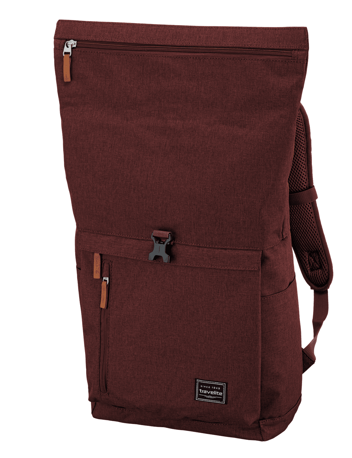 Travelite BASICS Rollup Rucksack, Bordeaux – Schrägansicht 3