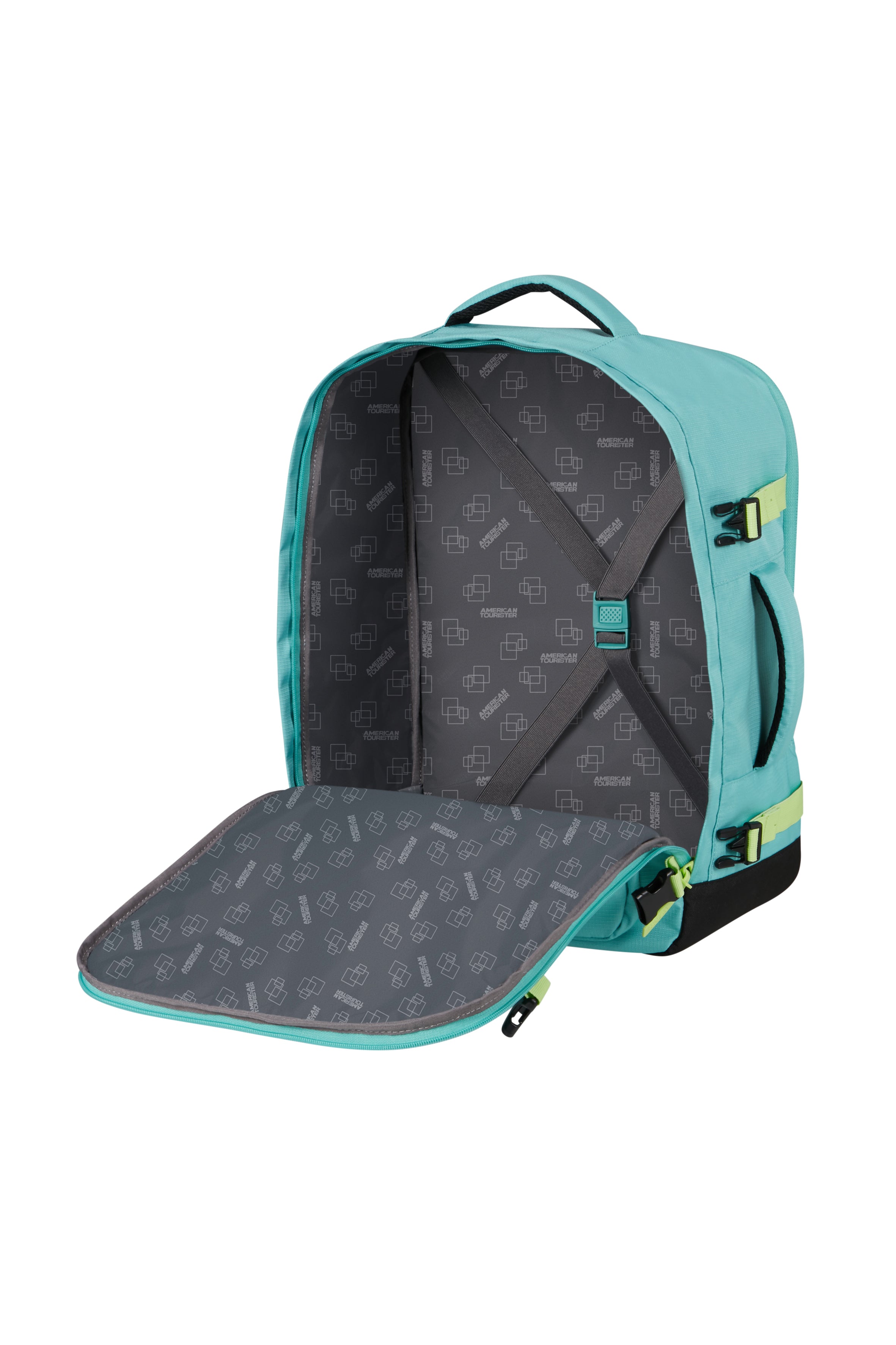 American Tourister TAKE2CABIN Rucksack M, Dusty Turquoise/Lime