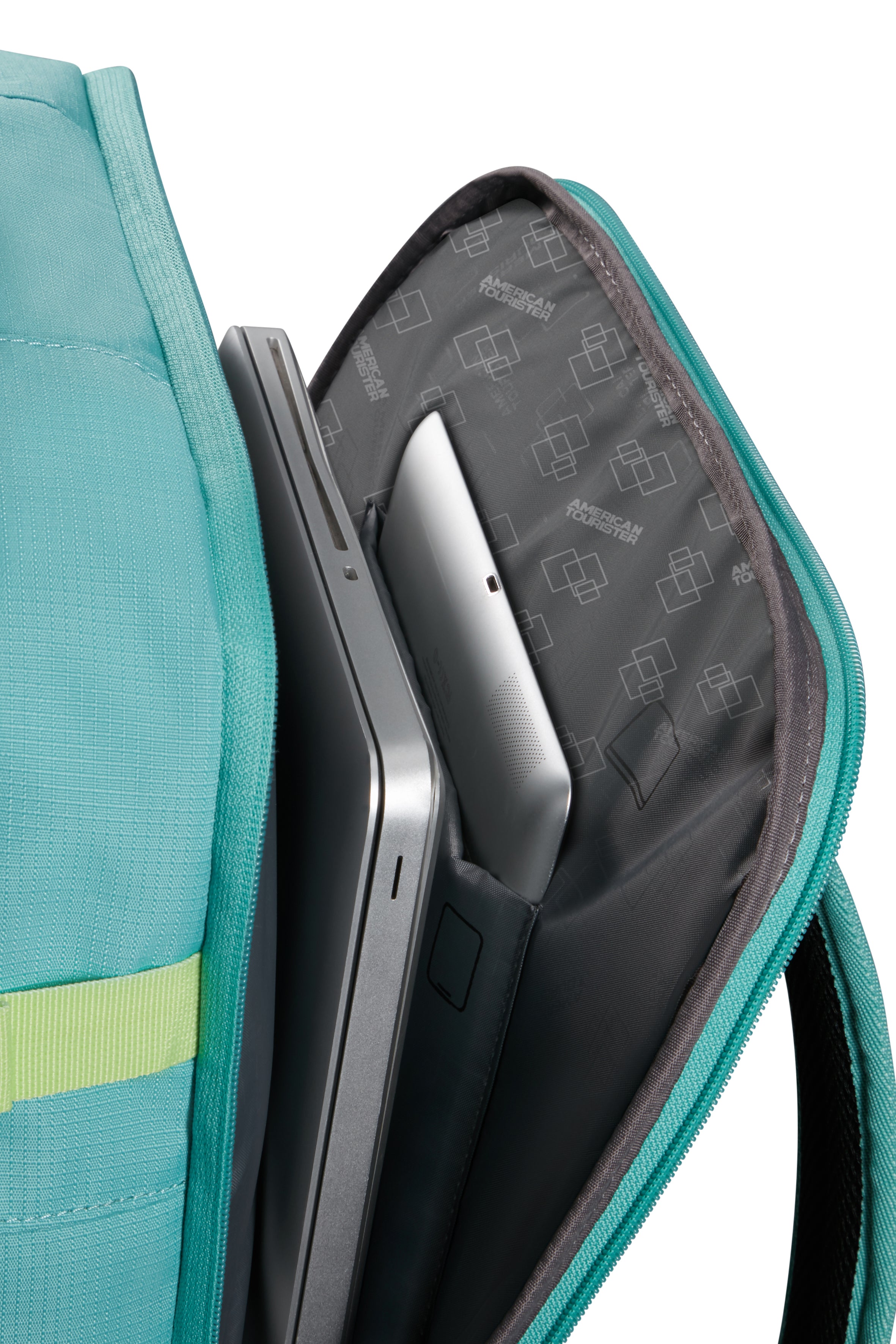 American Tourister TAKE2CABIN Rucksack M, Dusty Turquoise/Lime
