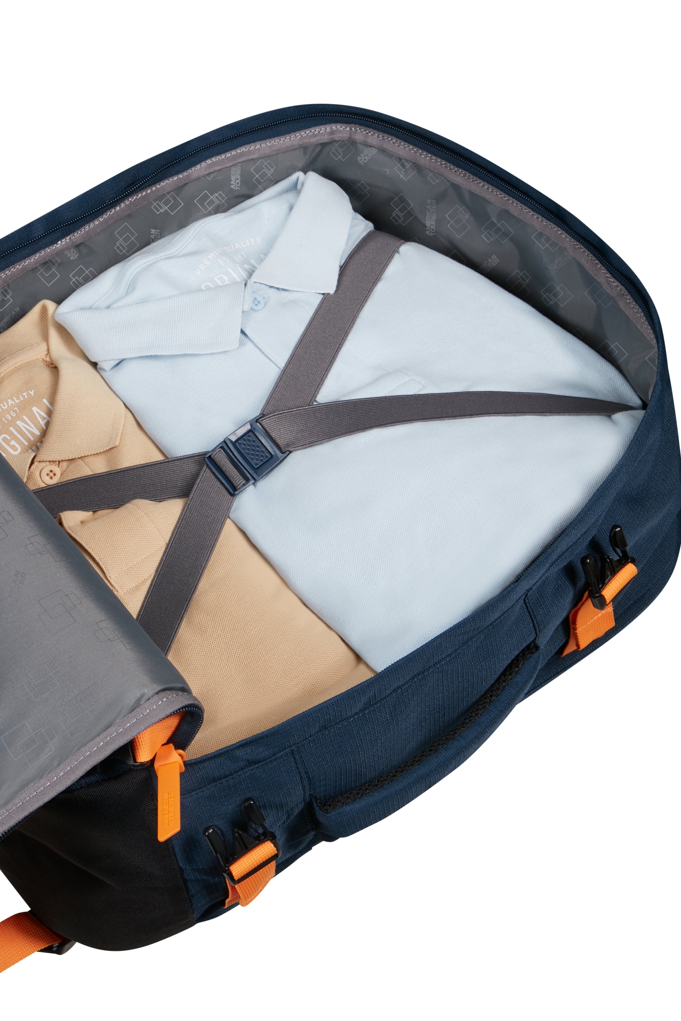 American Tourister TAKE2CABIN Rucksack M, Dark Navy/Radient Orange