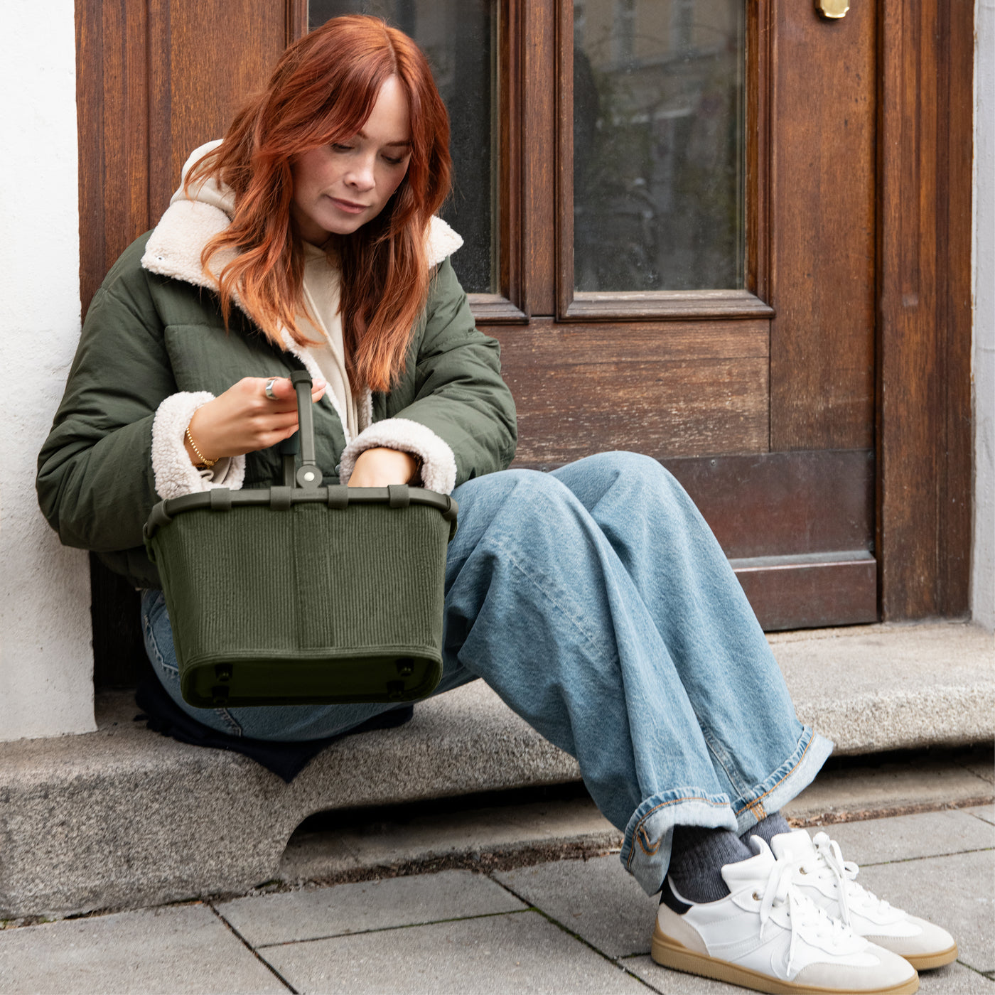 Reisenthel Carrybag XS Einkaufskorb, Cord Dark Matcha – Produktansicht 2