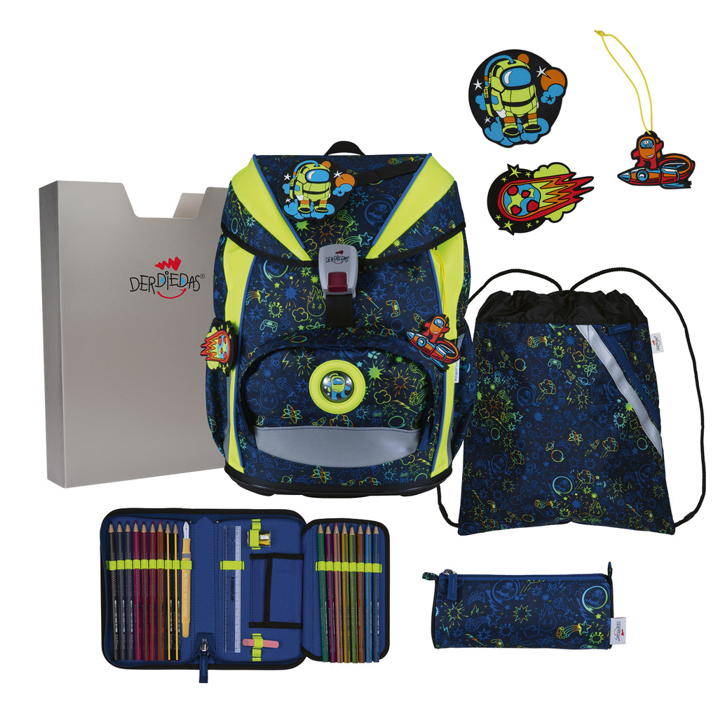 DerDieDas Schulranzen-Set Ergoflex Light, Neon Crazy