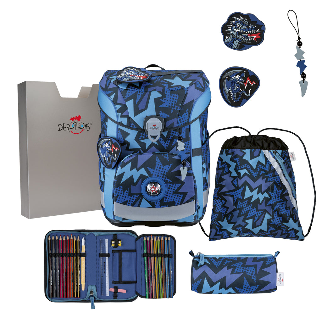 DerDieDas Schulranzen-Set Ergoflex Easy Dark Dragon, Turbo Speed, Dark Dragon