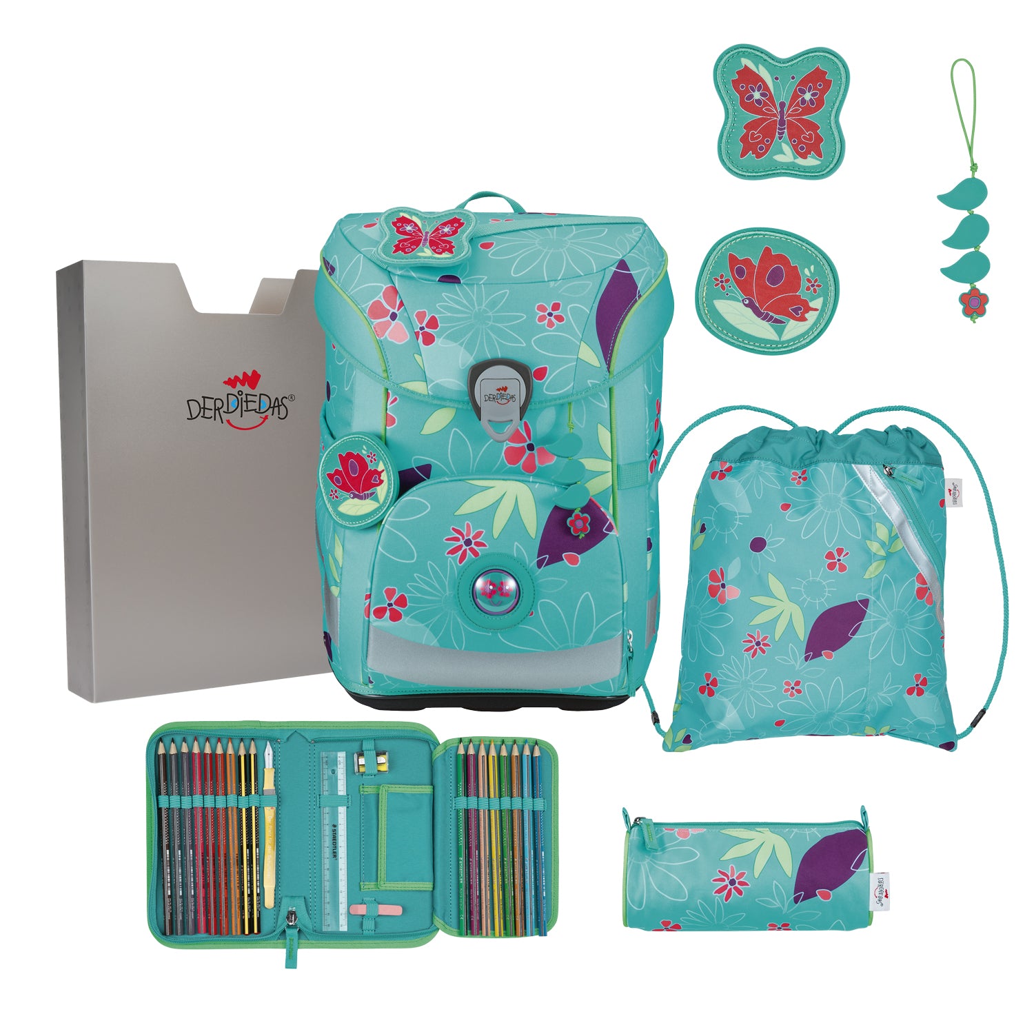 DerDieDas Schulranzen-Set Ergoflex Easy, Butterfly Garden