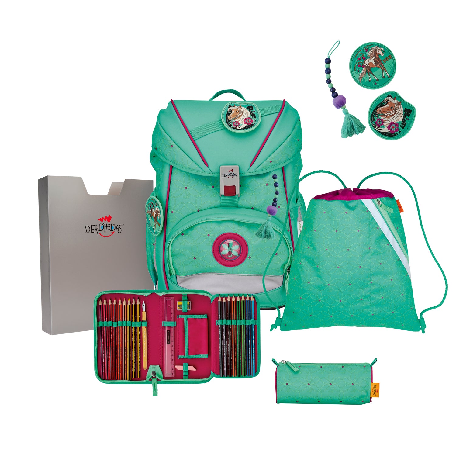 DerDieDas Schulranzen-Set Ergoflex Light, Peppermint pony